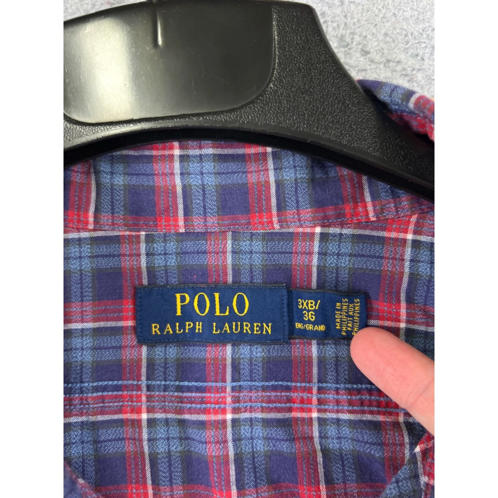 Ralph Lauren Ralph Lauren Shirt Mens 3XL Plaid Button-Up Navy Blue Red Pocket Casual Business Formal Travel Workwear Wrinkle-Resistant Easy Care Pockets Mens Size US XXL / EU 58 / 5 - 7 Thumbnail
