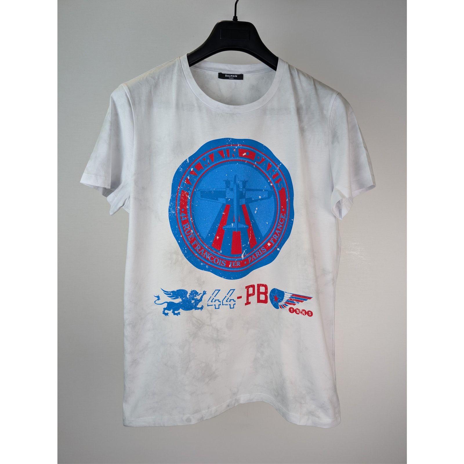 Balmain o1rshd1 Logo Airplane Short Sleeve T-Shirt White/Multicolor Size US M / EU 48-50 / 2 - 8 Thumbnail