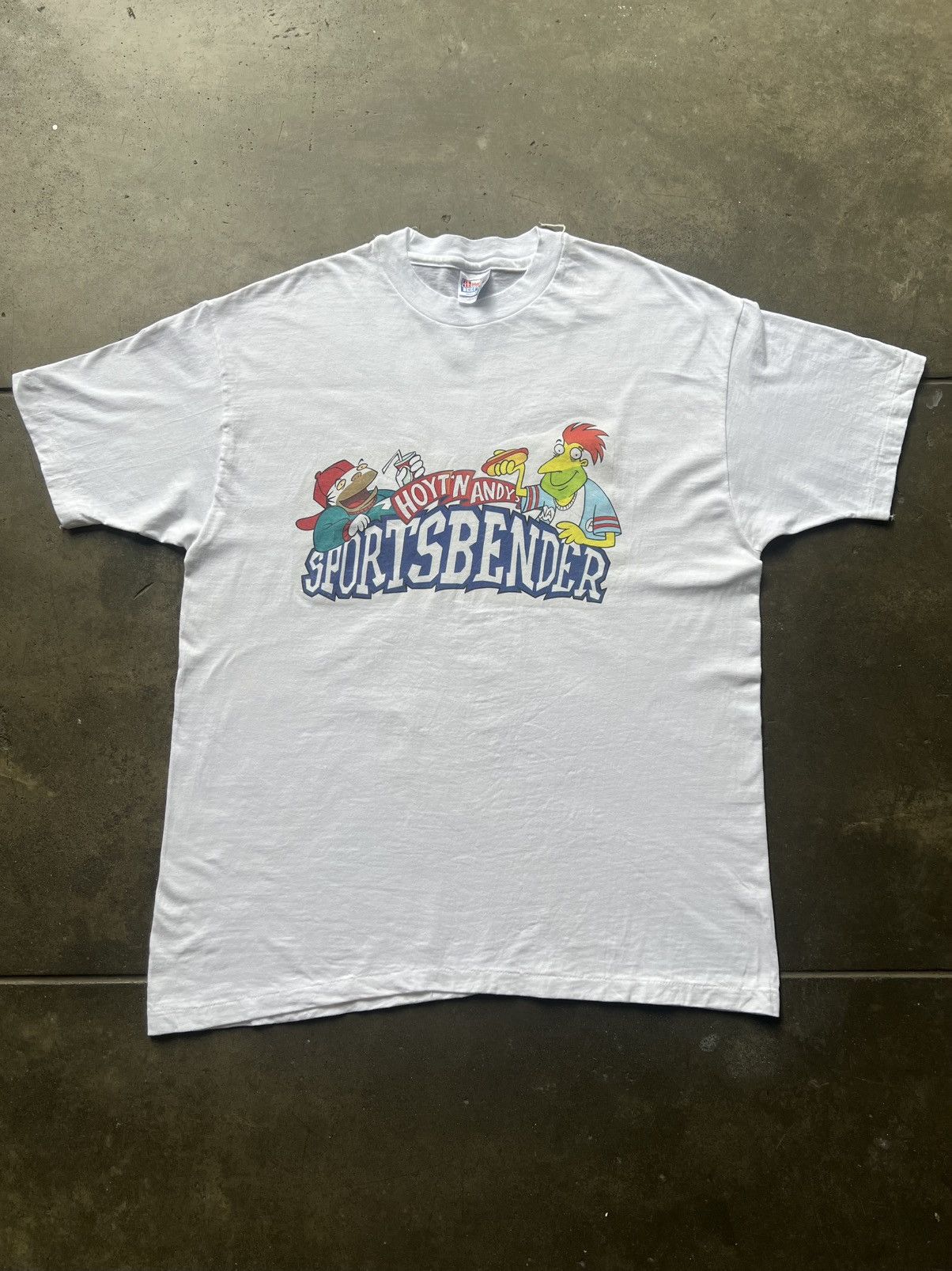 Vintage RARE 90s Hoyt N Andy’s Sportsbender TV Promo Tee Shirt Movie Size US XL / EU 56 / 4 - 2 Thumbnail