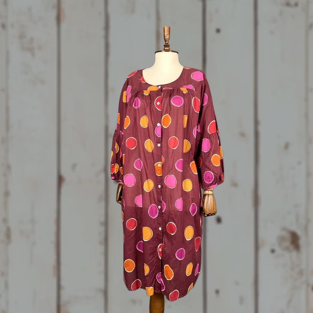 Vintage Gudrun Sjoden Womens Billie Midi Dress L Brown Cotton Long Sleeve Button Up Size L / US 10 / IT 46 - 1 Thumbnail