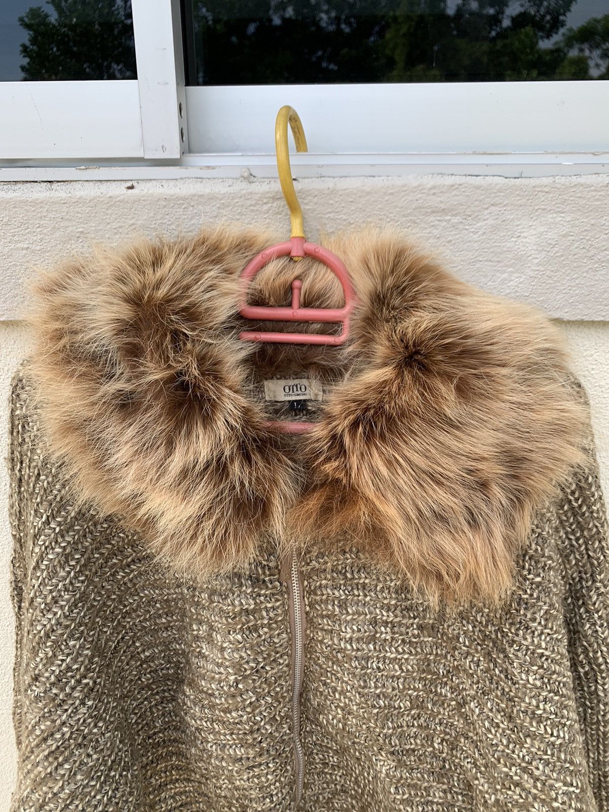 Otto Otto Sumisho Fur Collar Knit Zipper Jacket Size L / US 10 / IT 46 - 2 Thumbnail