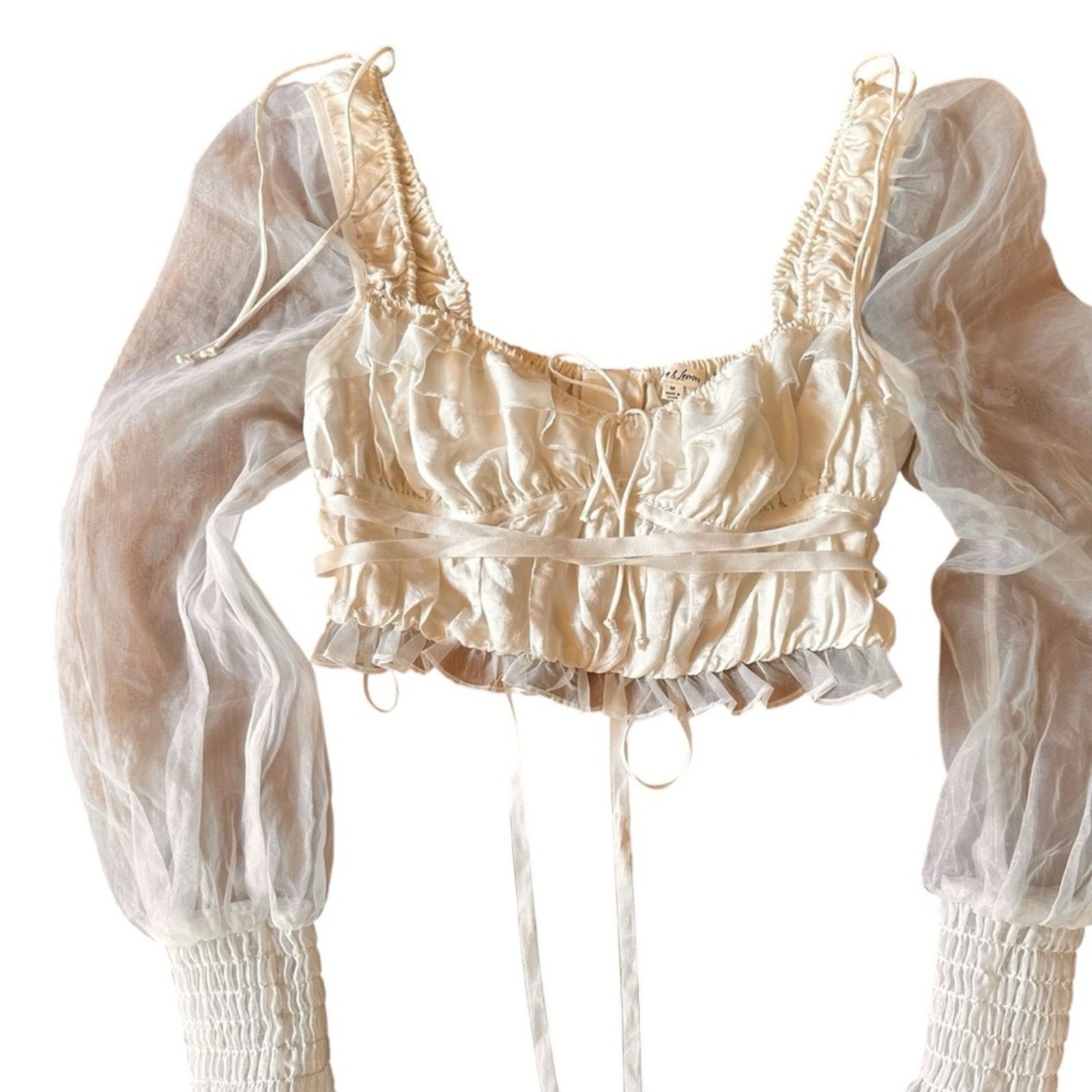 For Love & Lemons For Love & Lemons Gabrielle Top – White/Red – Size M – EUC Size M / US 6-8 / IT 42-44 - 10 Thumbnail