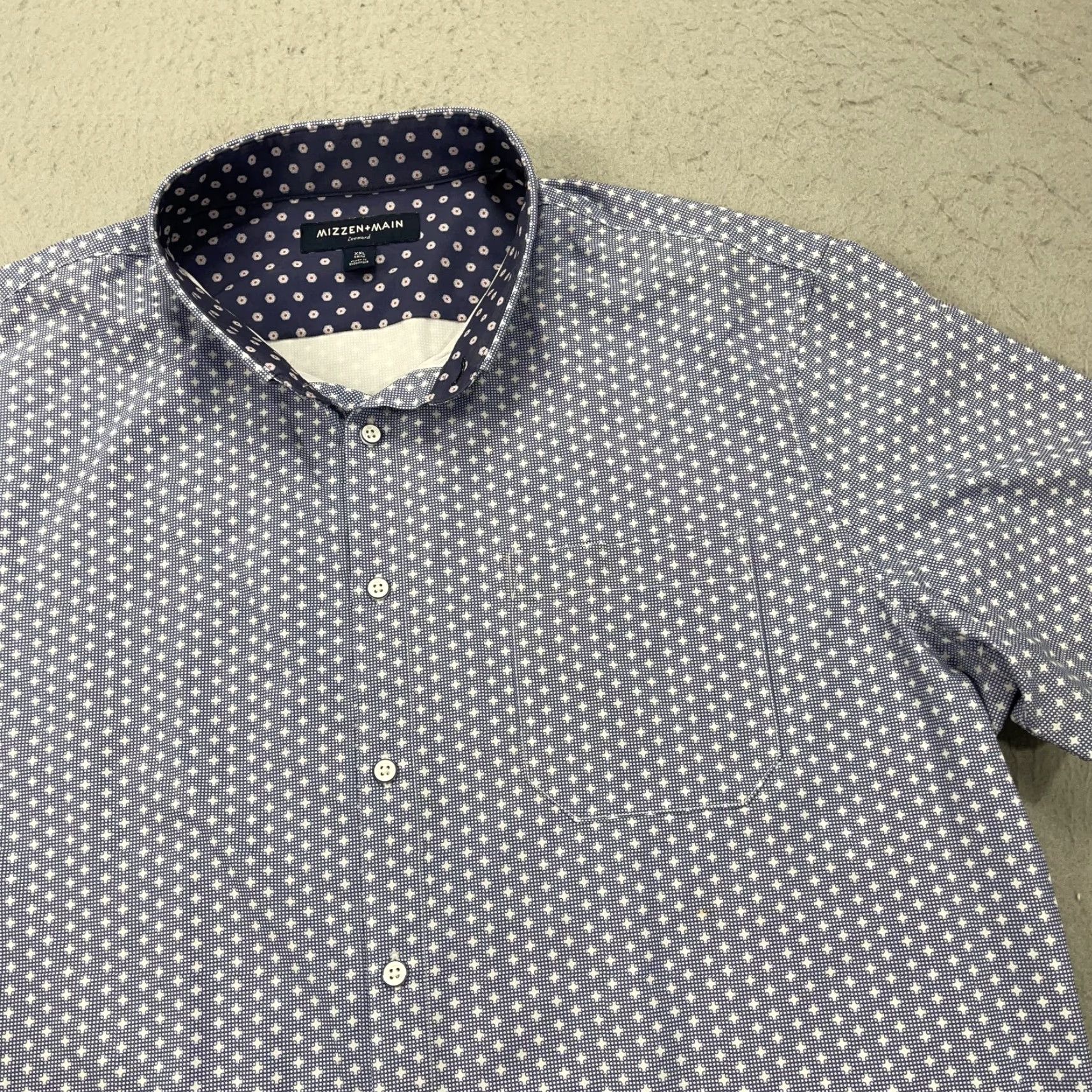 Mizzen+Main Mizzen+Main Shirt Mens 2XL Trim Fit Blue Leeward Abstract Performance Casual Shirt Size US XXL / EU 58 / 5 - 3 Thumbnail