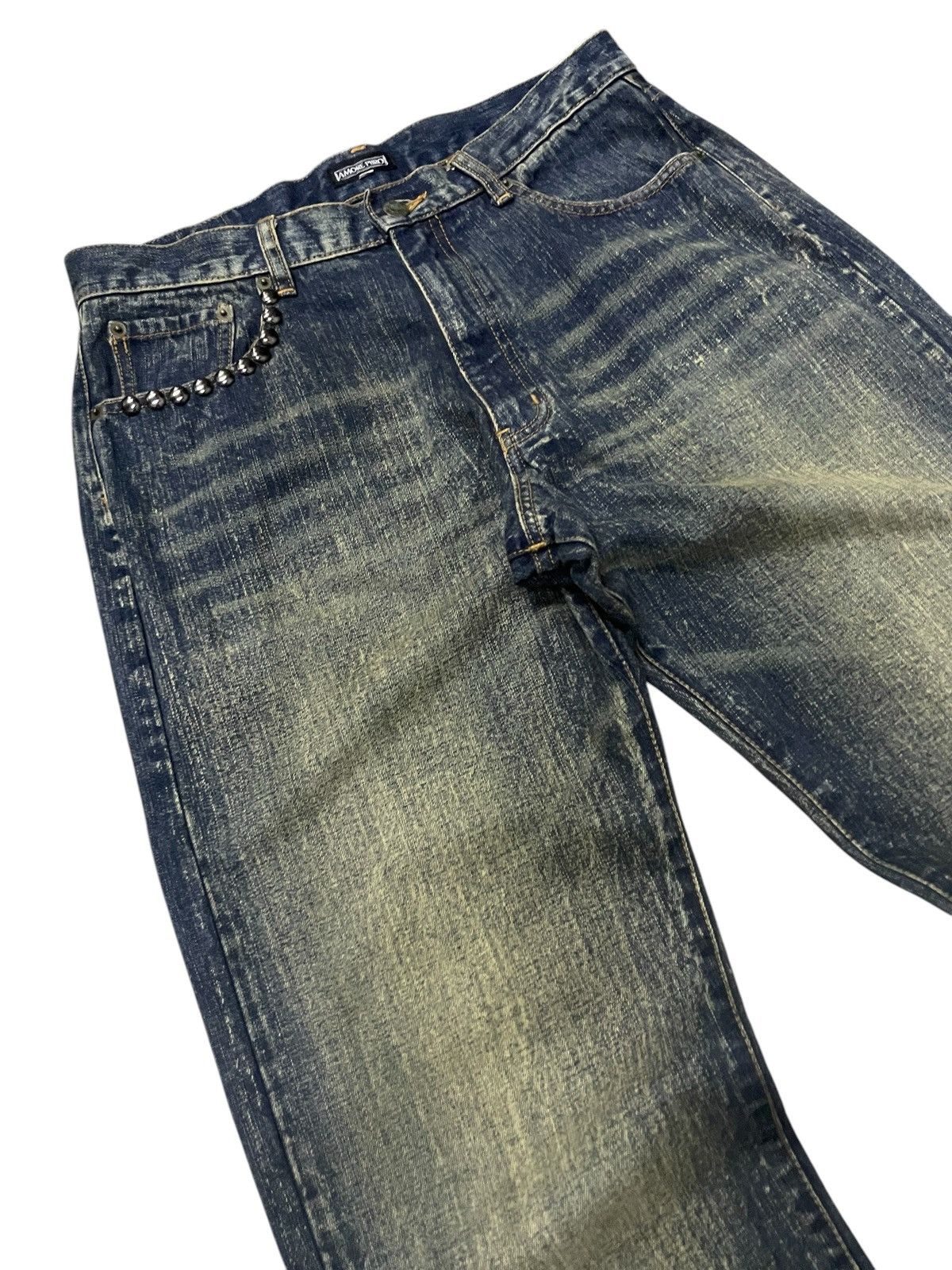 Designer × Japanese Brand Amore Puro Japan Stone Mud Wash Studded Loose Jeans Size US 30 / EU 46 - 9 Thumbnail