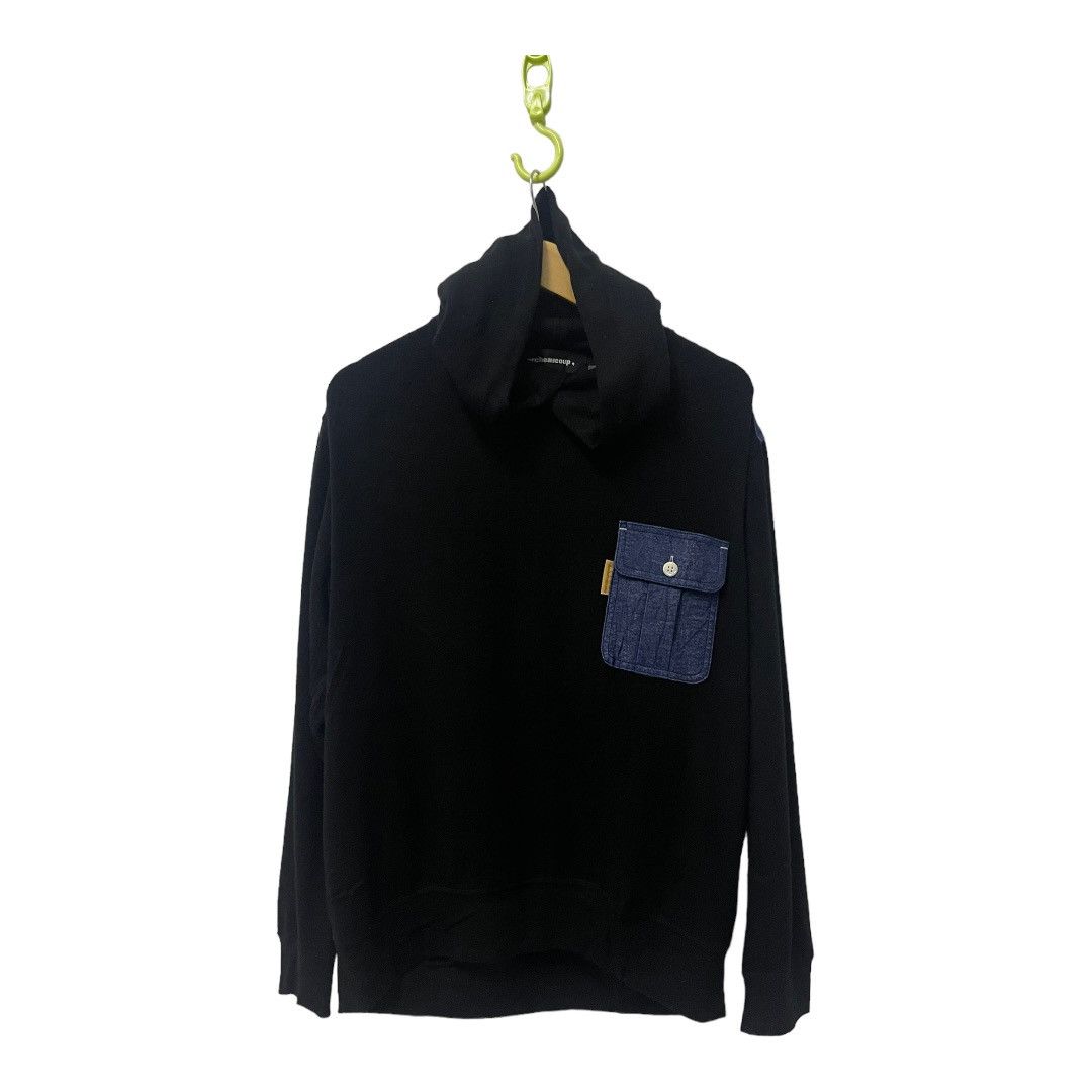 image of Issey Miyake Vintage Mercibeaucoup Single Pocket Sweater Hoodie in Black/Blue, Men's (Size Large)
