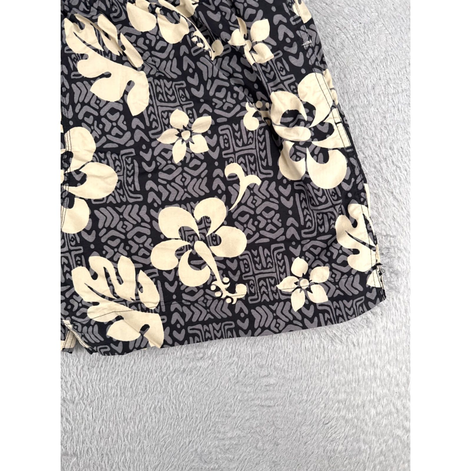 Vintage Sand N Sun Men Trunks XL Gray Beige Floral Hawaiian Lined Nylon Beach Swim Bottoms Size US 36 / EU 52 - 2 Thumbnail