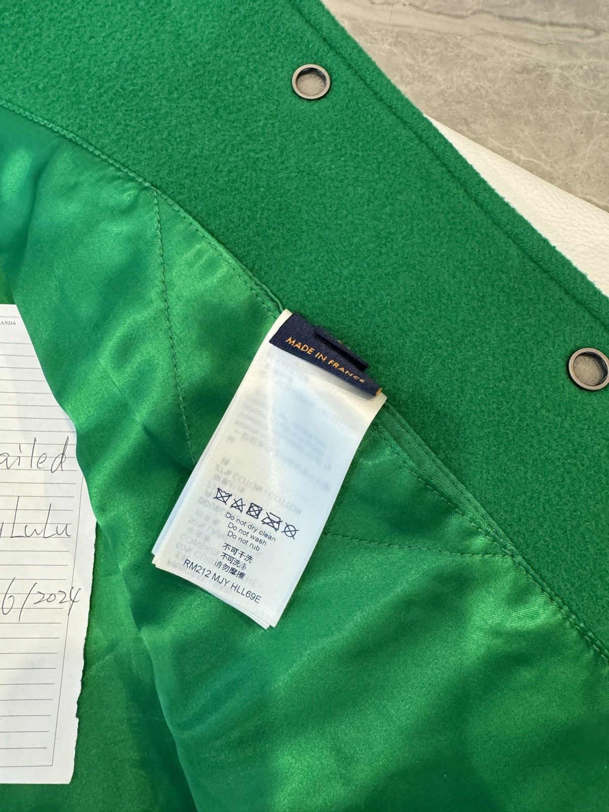Louis Vuitton Louis Vuitton Green & White Varsity Leather Jacket Size US L / EU 52-54 / 3 - 18 Thumbnail