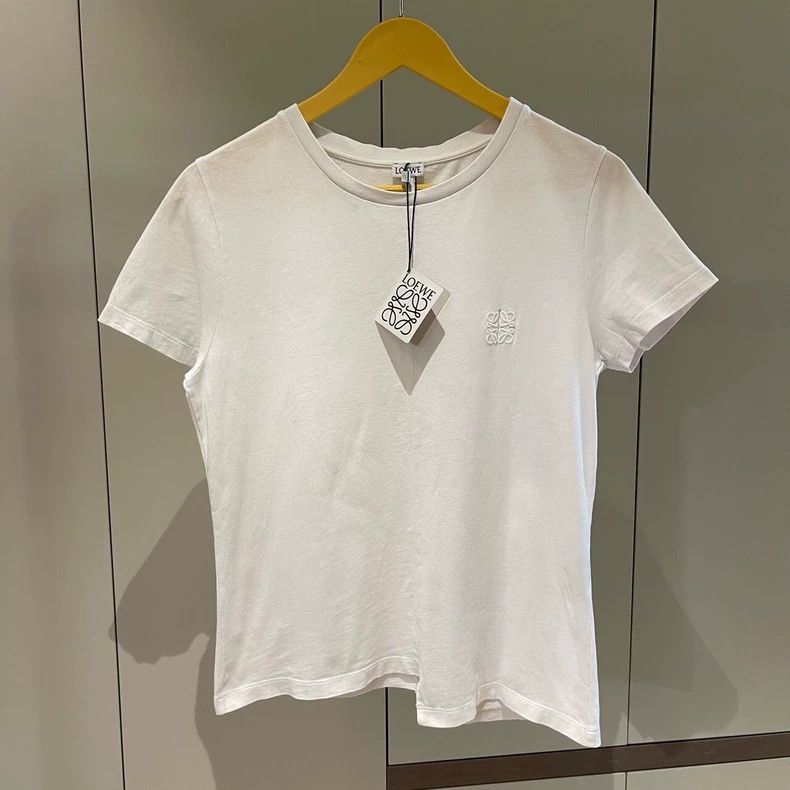 Loewe LOEWE White embroidered logo irregular short sleeve T-shir Size S / US 4 / IT 40 - 1 Thumbnail