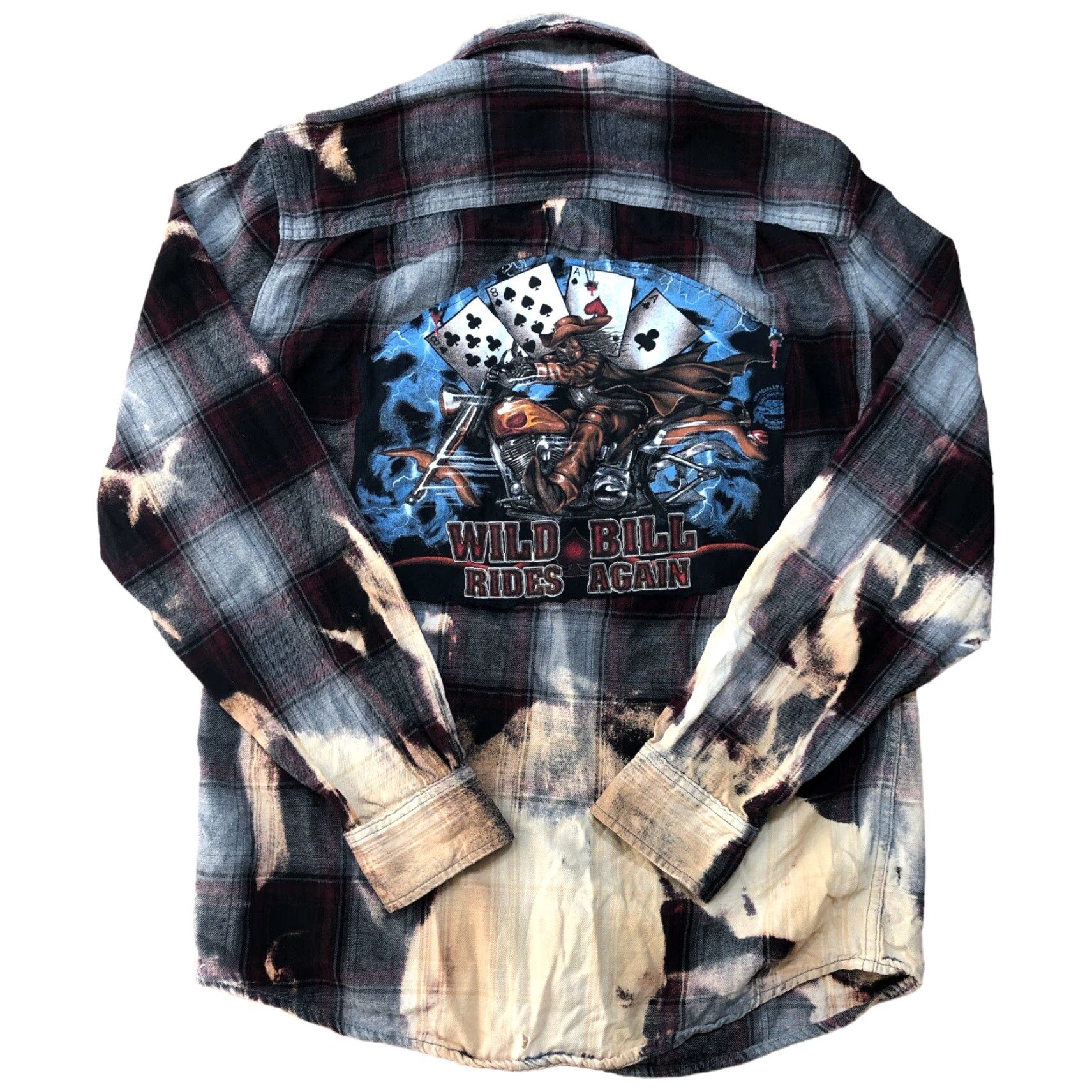 Faded Glory Faded Glory Flannel Biker Skeleton Tie Dye Acid Wash Plaid Shirt Mens S Brown Size US S / EU 44-46 / 1 - 2 Thumbnail