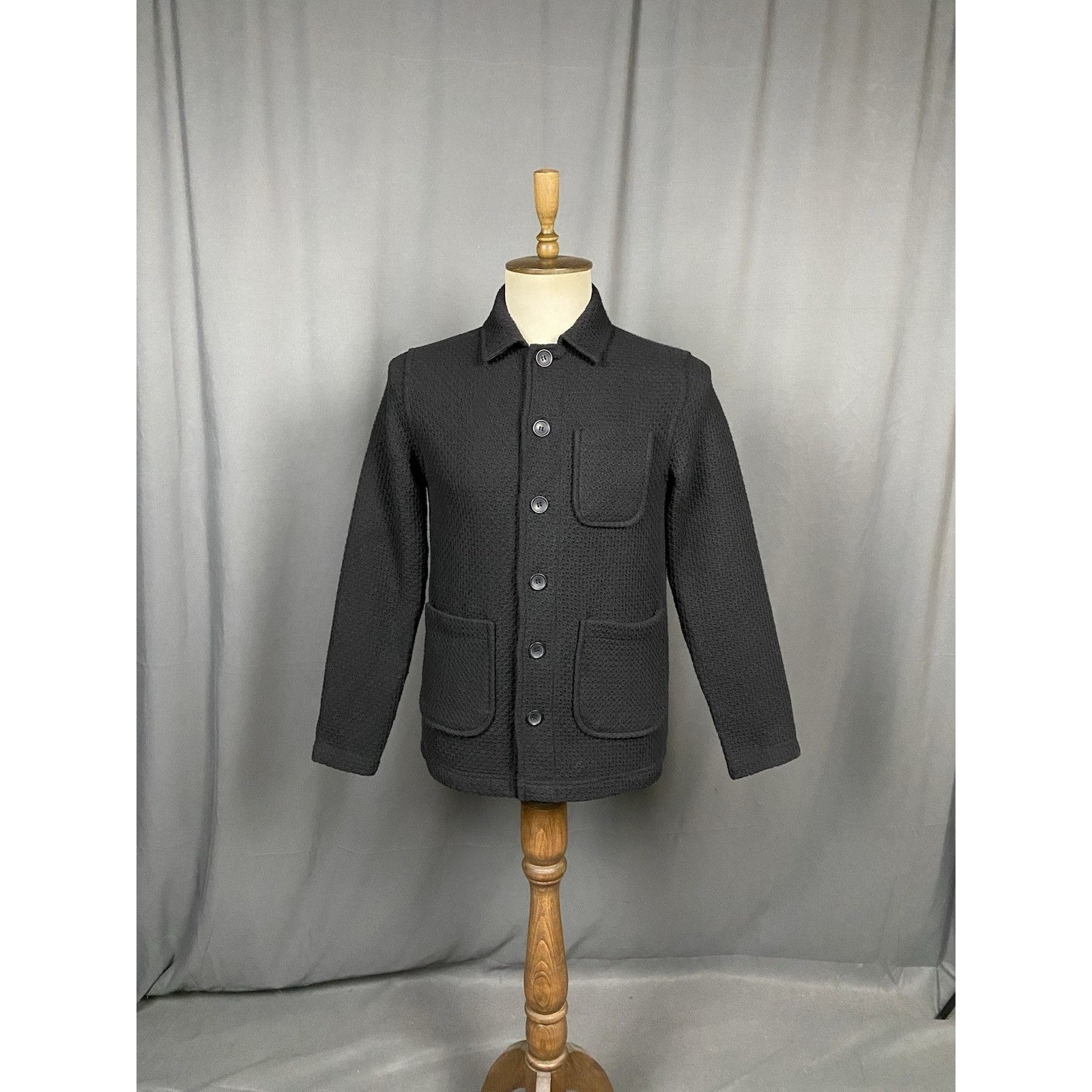 Folk MINT! Folk Chore Jacket Mens Black Wool Blend Thomas Worker Size US S / EU 44-46 / 1 - 3 Thumbnail