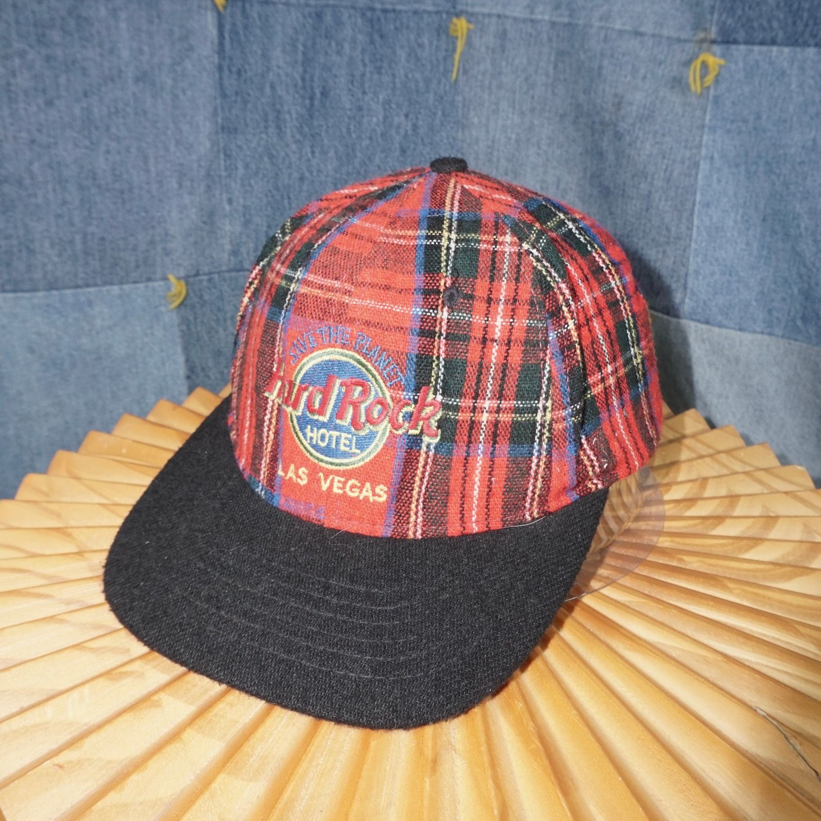 Hard Rock Cafe OSFA - Vintage Y2K hard Rock Cafe plaid embroider 1990s hat Size ONE SIZE - 2 Thumbnail