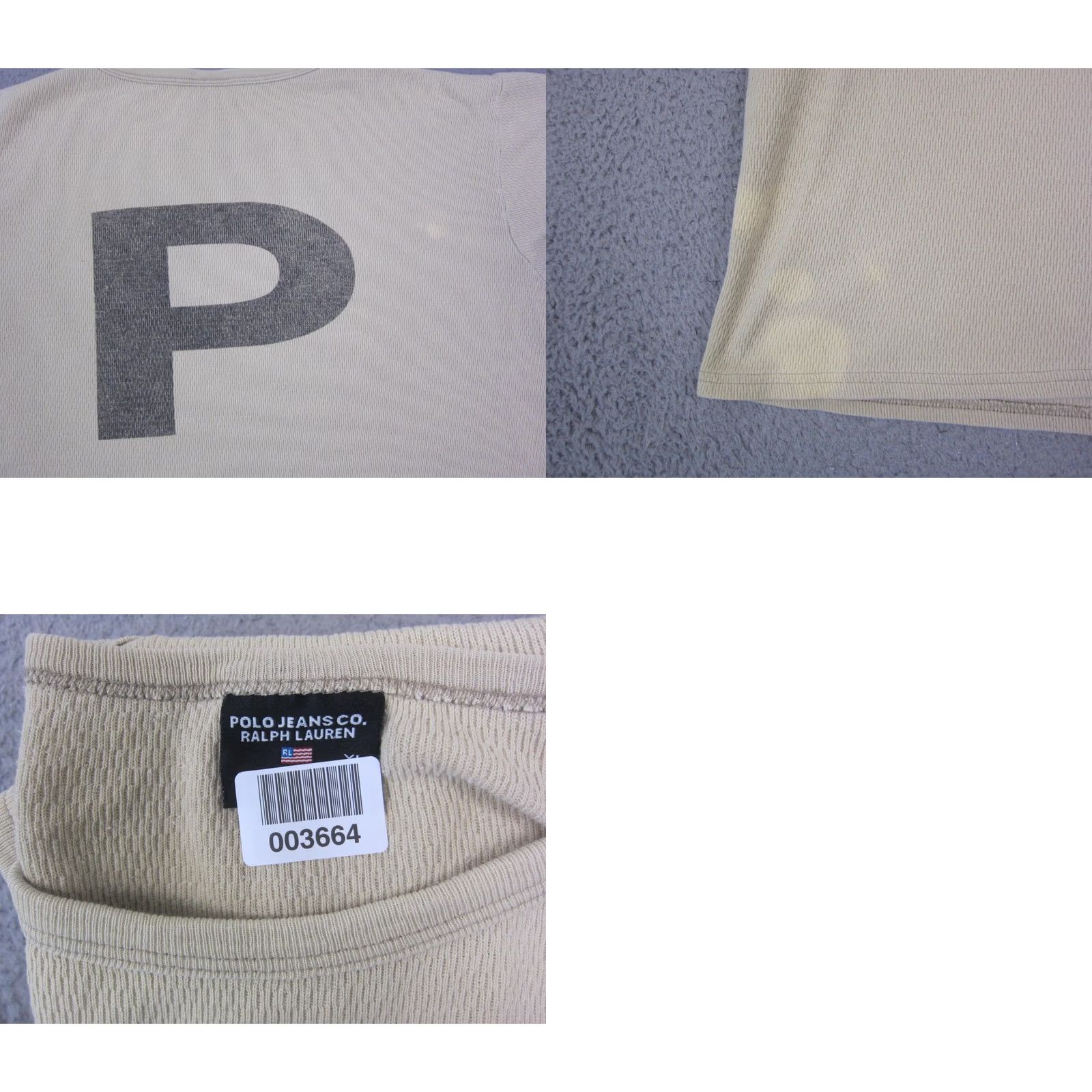Polo Ralph Lauren VINTAGE Polo Jeans Ralph Lauren Shirt Womens XL Beige Crop Made in USA 90s Size XL / US 12-14 / IT 48-50 - 9 Thumbnail