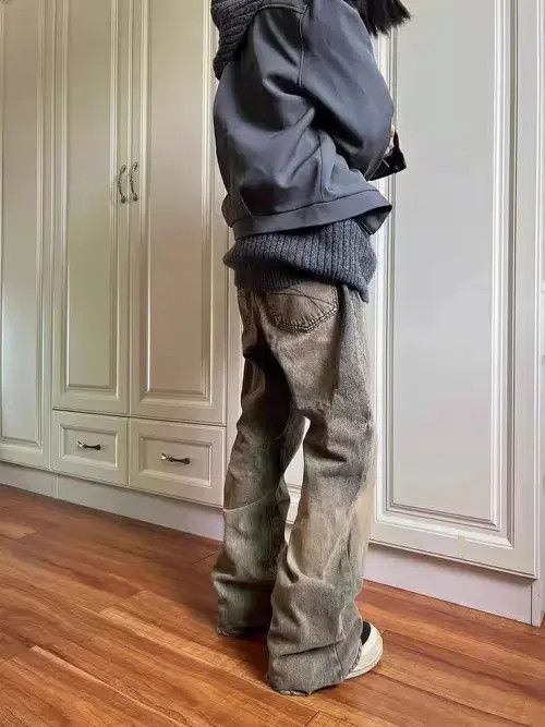 Jean Vintage high street mud dyed baggy Y2K jeans Size US 33 - 3 Thumbnail