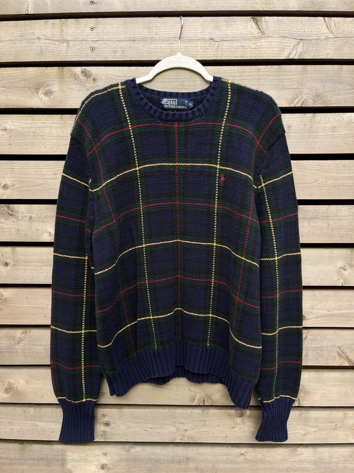 Polo Ralph Lauren Polo by Ralph Lauren Tartan Knit Sweater Size US XL / EU 56 / 4 - 1 Thumbnail