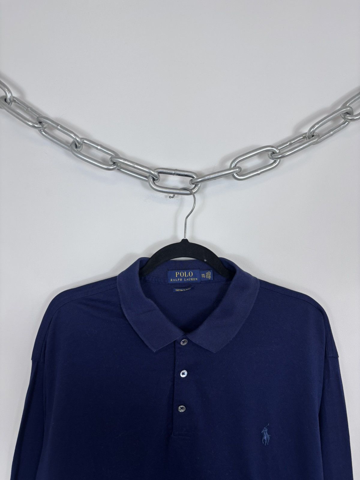 Polo Ralph Lauren Polo Ralph Lauren Custom Slim Blue Long Sleeve Polo Shirt Size US XXL / EU 58 / 5 - 3 Thumbnail
