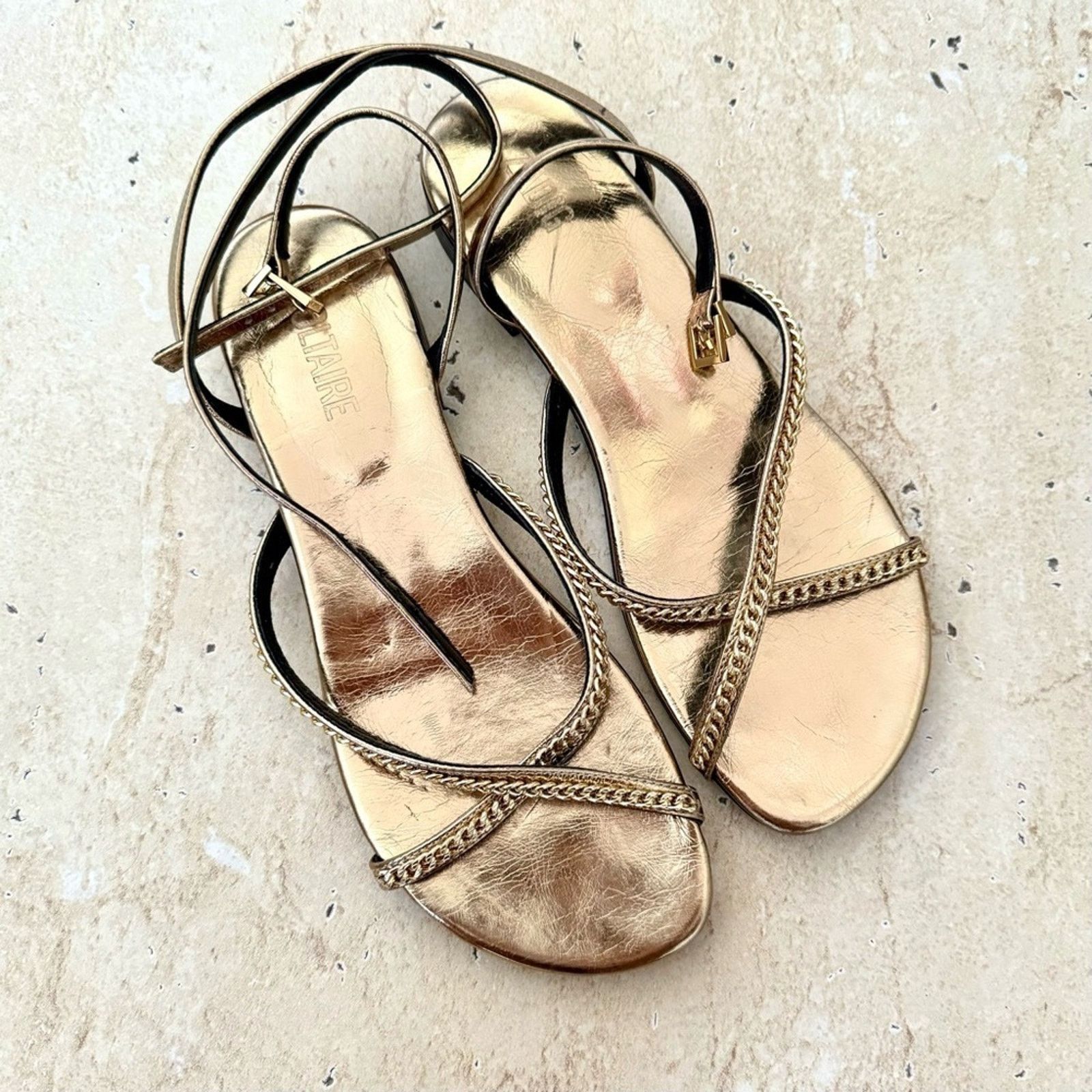 Zadig & Voltaire ZADIG & VOLTAIRE Gold Flat Sandals, Size 40 (9) Size US 9 / IT 39 - 1 Thumbnail