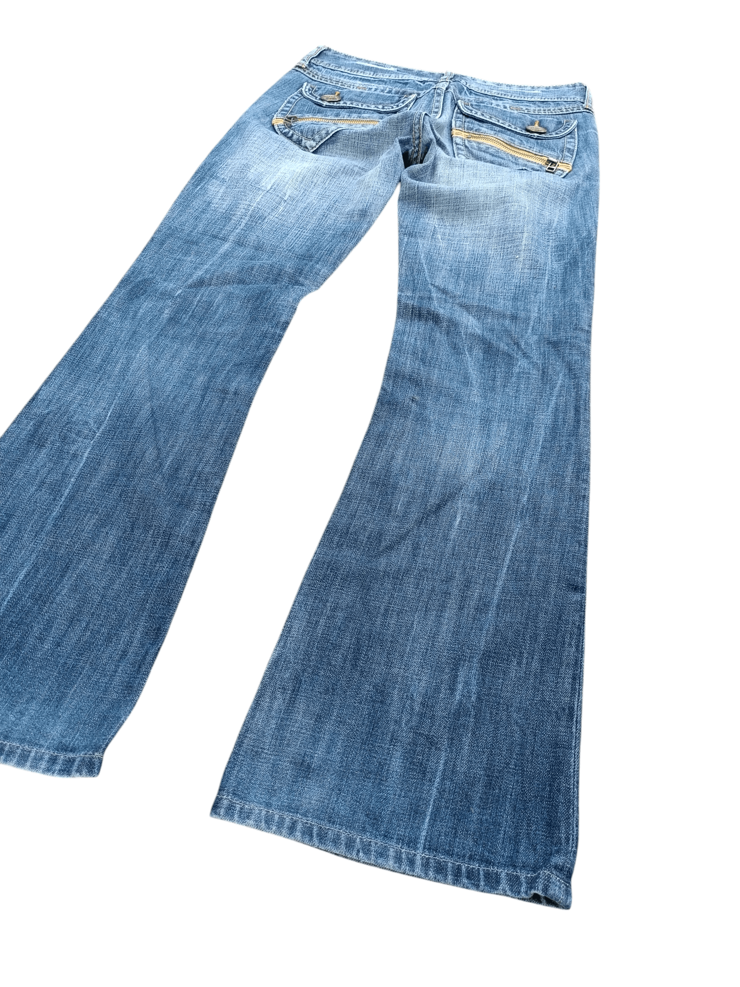 Japanese Brand VINTAGE 90s Flared Back Number Faded Jean Size US 28 / EU 44 - 3 Thumbnail