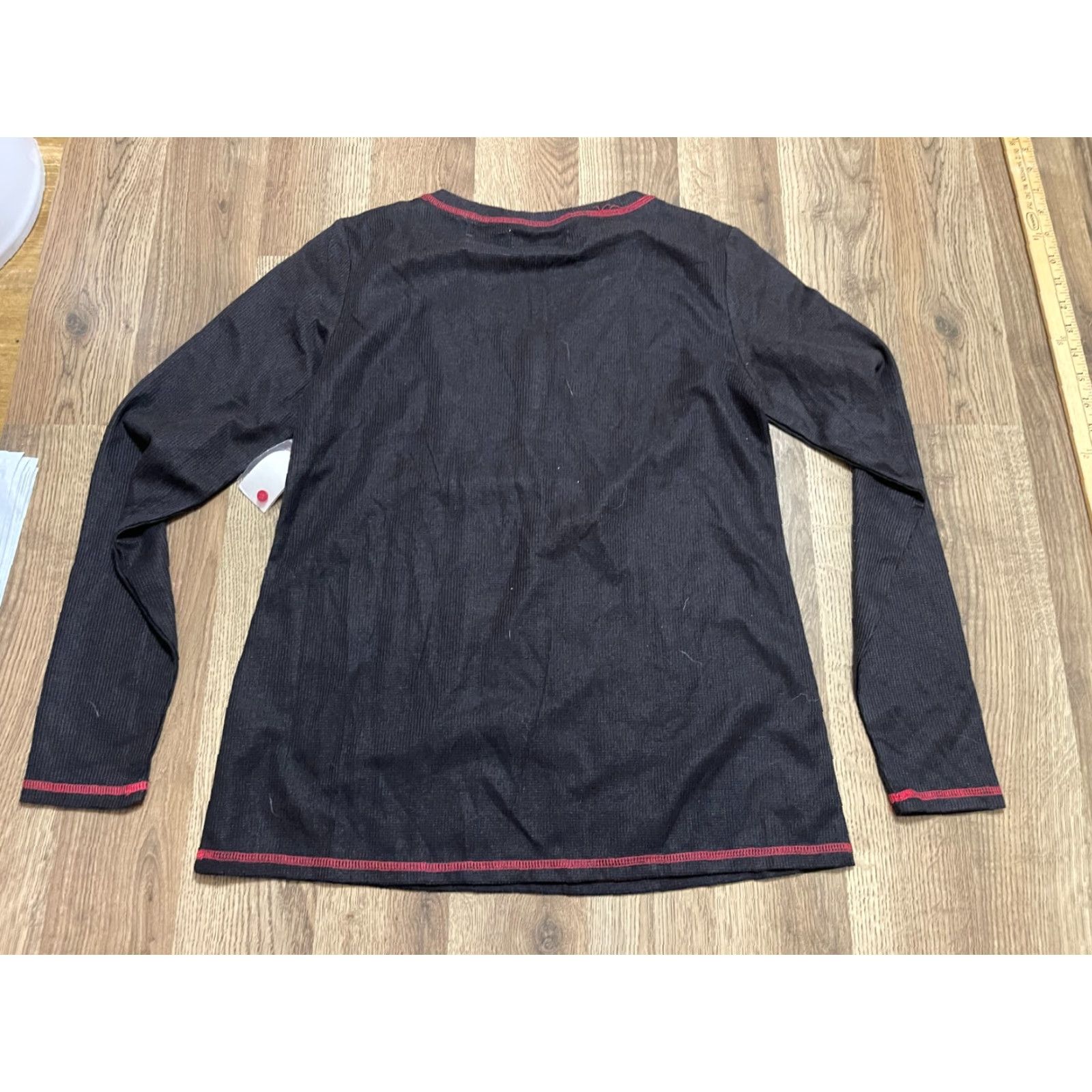 Vintage Sonoma Shirt Women's Small Black Red Long Sleeve 1/4 Button Pullover Casual Size S / US 4 / IT 40 - 2 Thumbnail