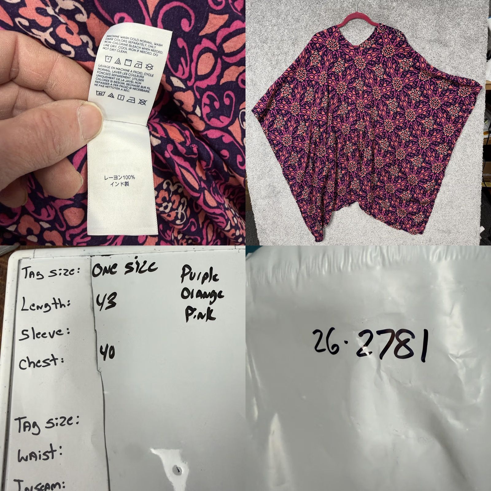 Lands' End Lands' End Kaftan Swim Coverup One Size Festival Floral Boho Vacation Multicolor Viscose Modal Womens Cover Up Size ONE SIZE - 8 Thumbnail