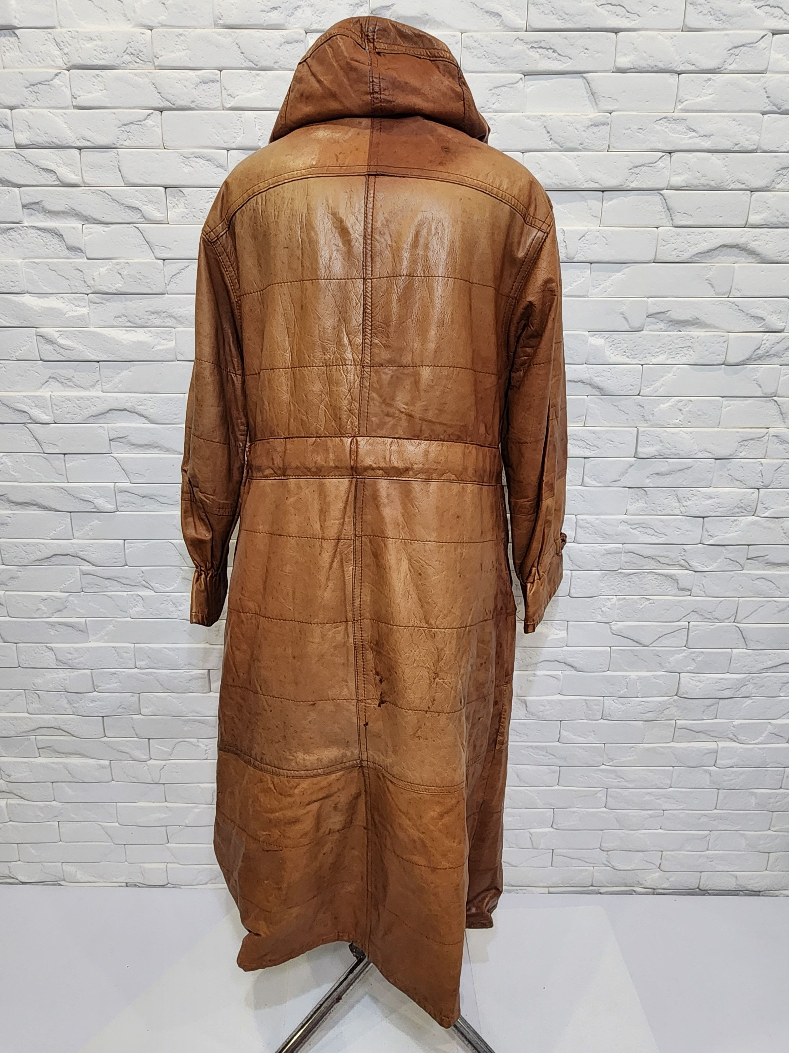 Vintage Brown women's leather jacket with a hood. Size XL / US 12-14 / IT 48-50 - 4 Thumbnail