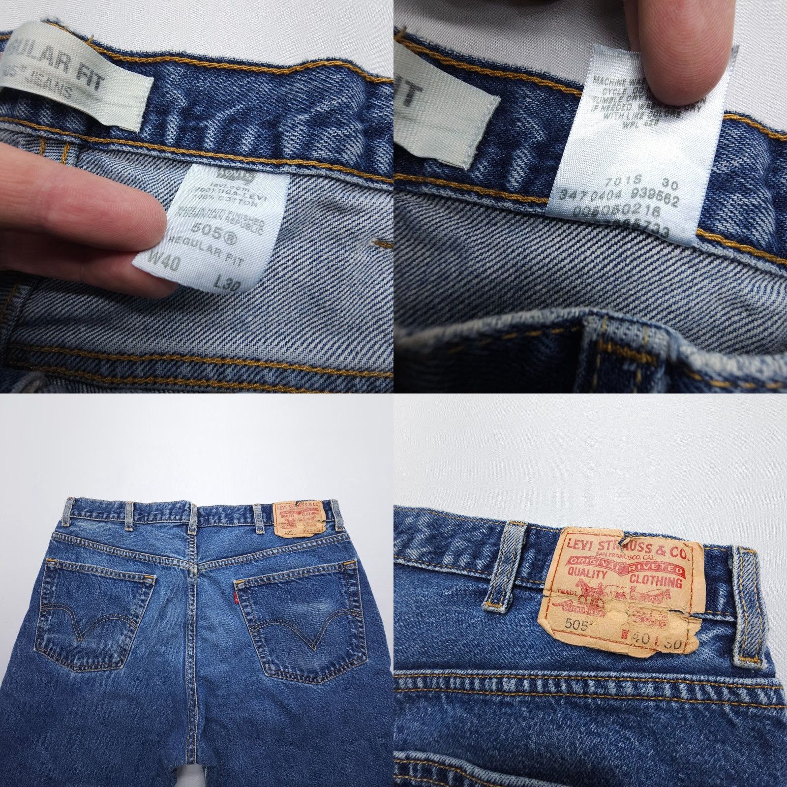 Levi's VINTAGE Levi's 505 Straight Jeans Mens 40 x 30 Dark Wash Y2K 2000s Denim Cotton Regular Jeans Mens Size US 40 / EU 56 - 8 Thumbnail