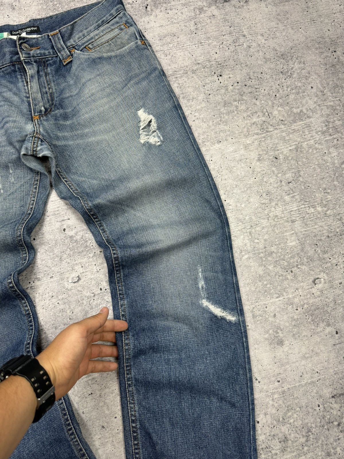 Dolce & Gabbana × Vintage Dolce&Gabbana Metal Pocket Big Logo Blue Stonewashed Jeans Size US 32 / EU 48 - 8 Thumbnail