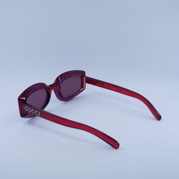 Gucci Gucci GG1719S 004 Sunglasses Transparent Red Geometric Frame Size ONE SIZE - 11 Thumbnail