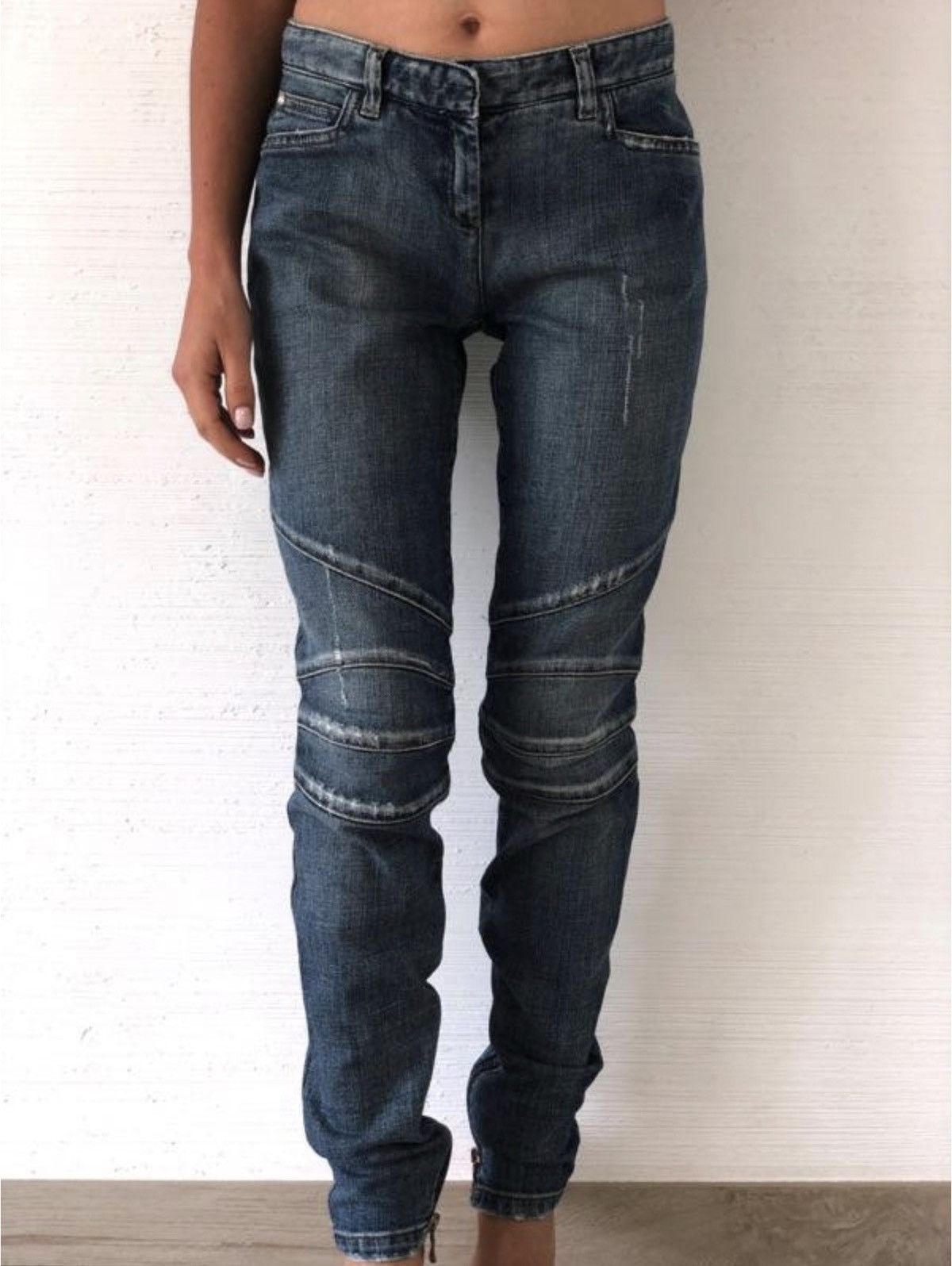 Balmain BALMAIN Zip Biker Denim Jeans Decarnin Pants Blue Size US 28 / EU 44 - 1 Thumbnail