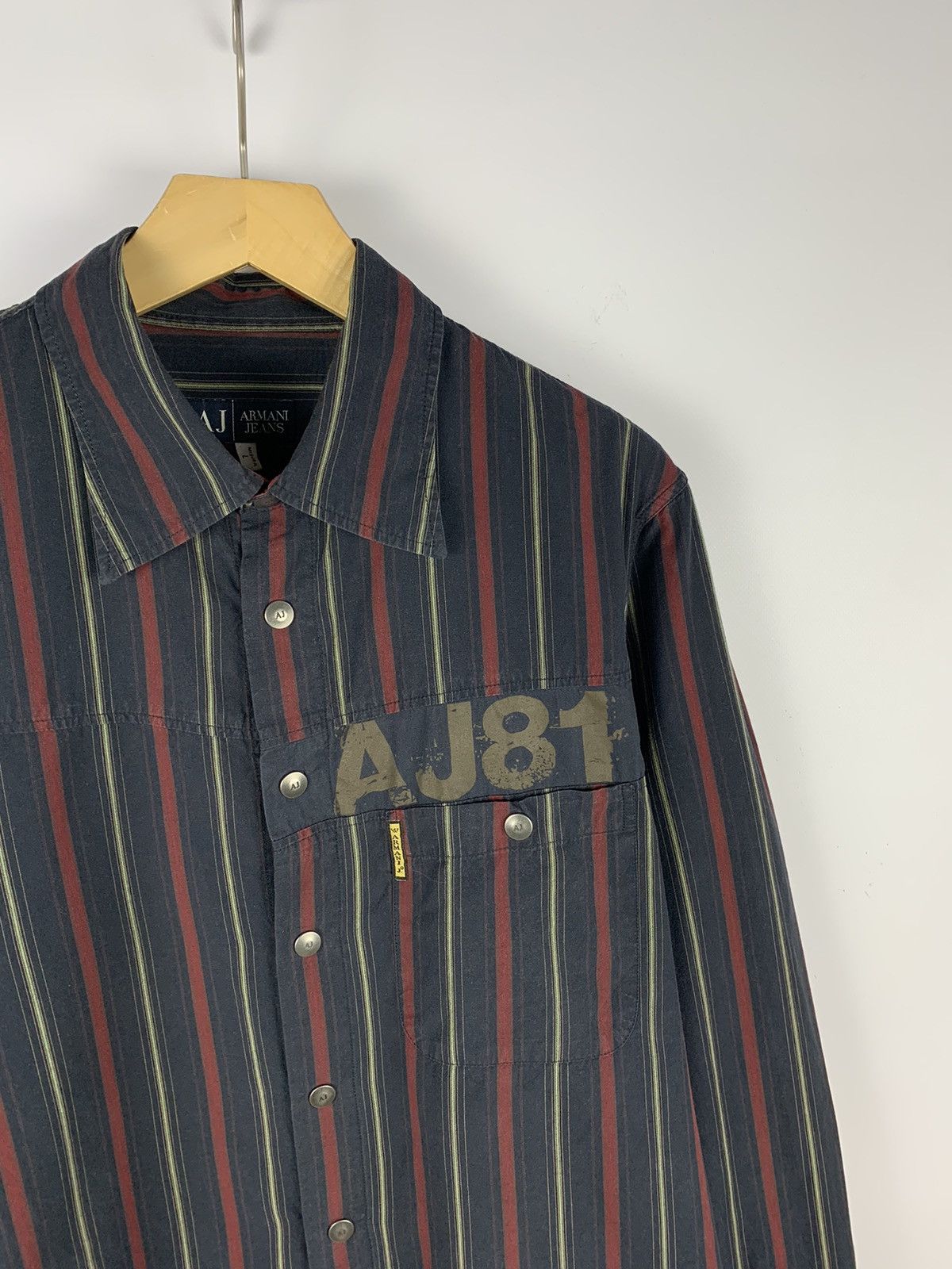 Armani Vintage Armani Jeans Striped Shirt Mens Avant-Garde Top Y2K Size US L / EU 52-54 / 3 - 4 Thumbnail