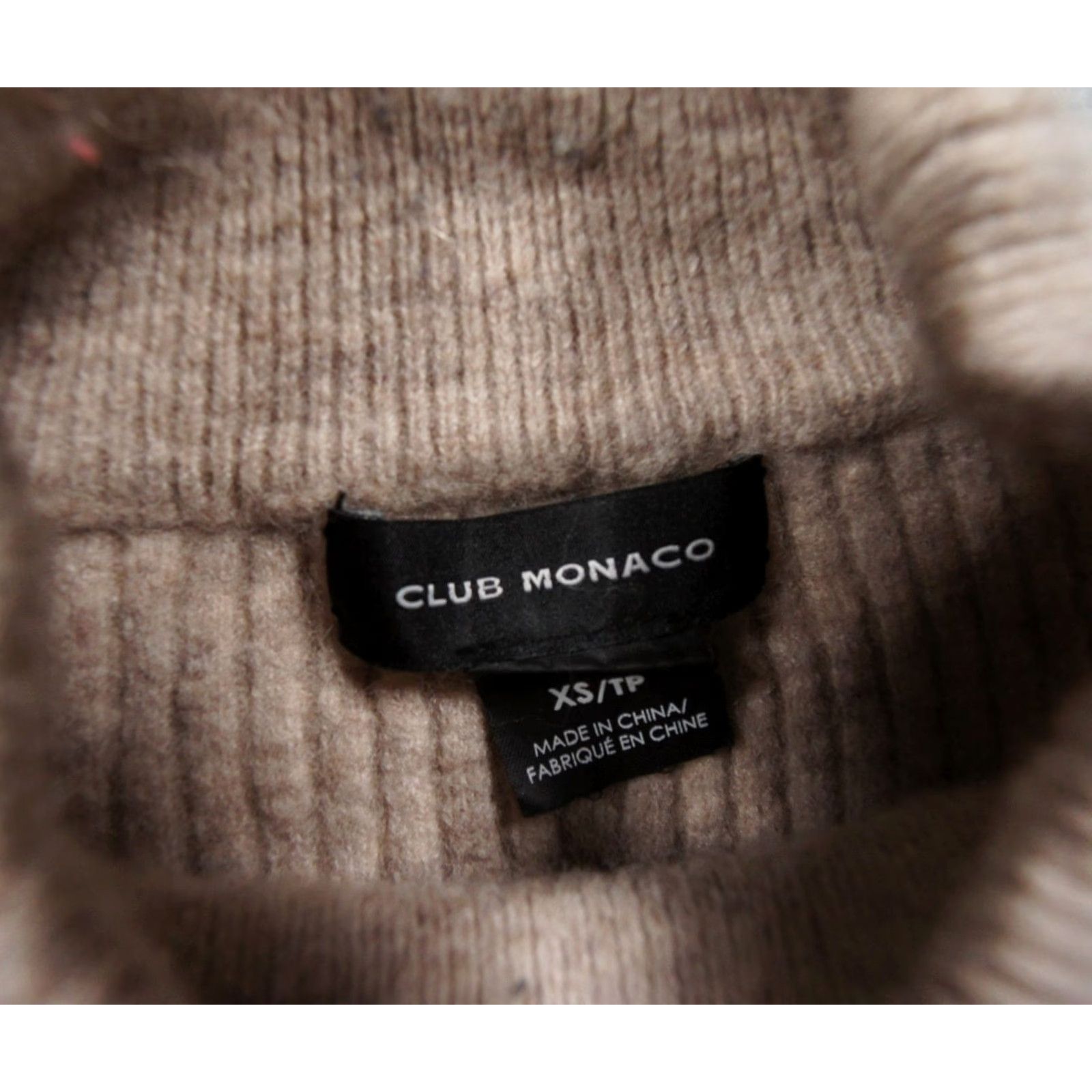 Club Monaco Club Monaco Sweater Womens XS Beige Ribbed Knit Mock Neck Wool Alpaca Blend Pullover Knit Size XS / US 0-2 / IT 36-38 - 5 Thumbnail