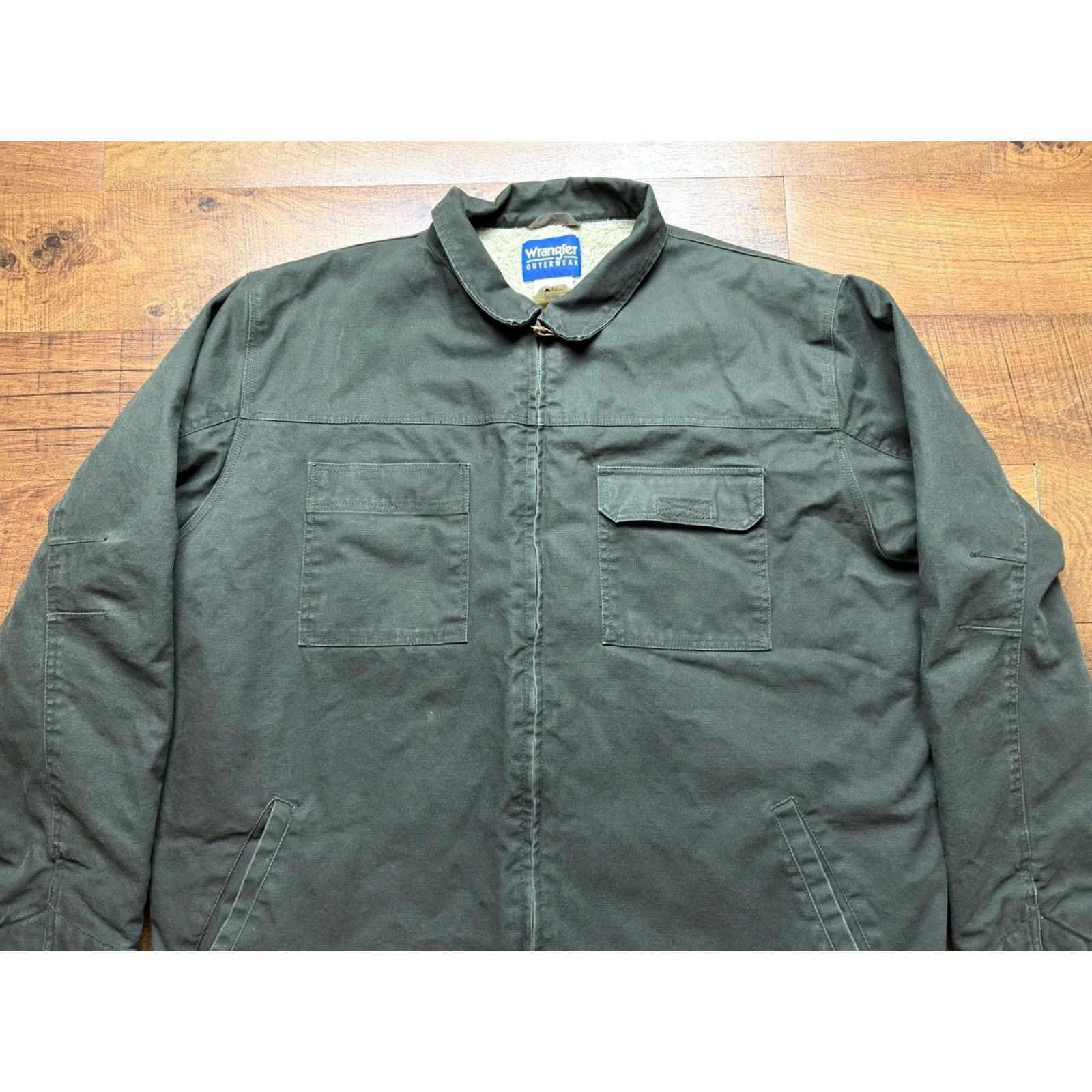 Wrangler VINTAGE Wrangler Green Canvas Sherpa Lined Zip Barn Chore Jacket Mens 2XL Size US XXL / EU 58 / 5 - 2 Thumbnail