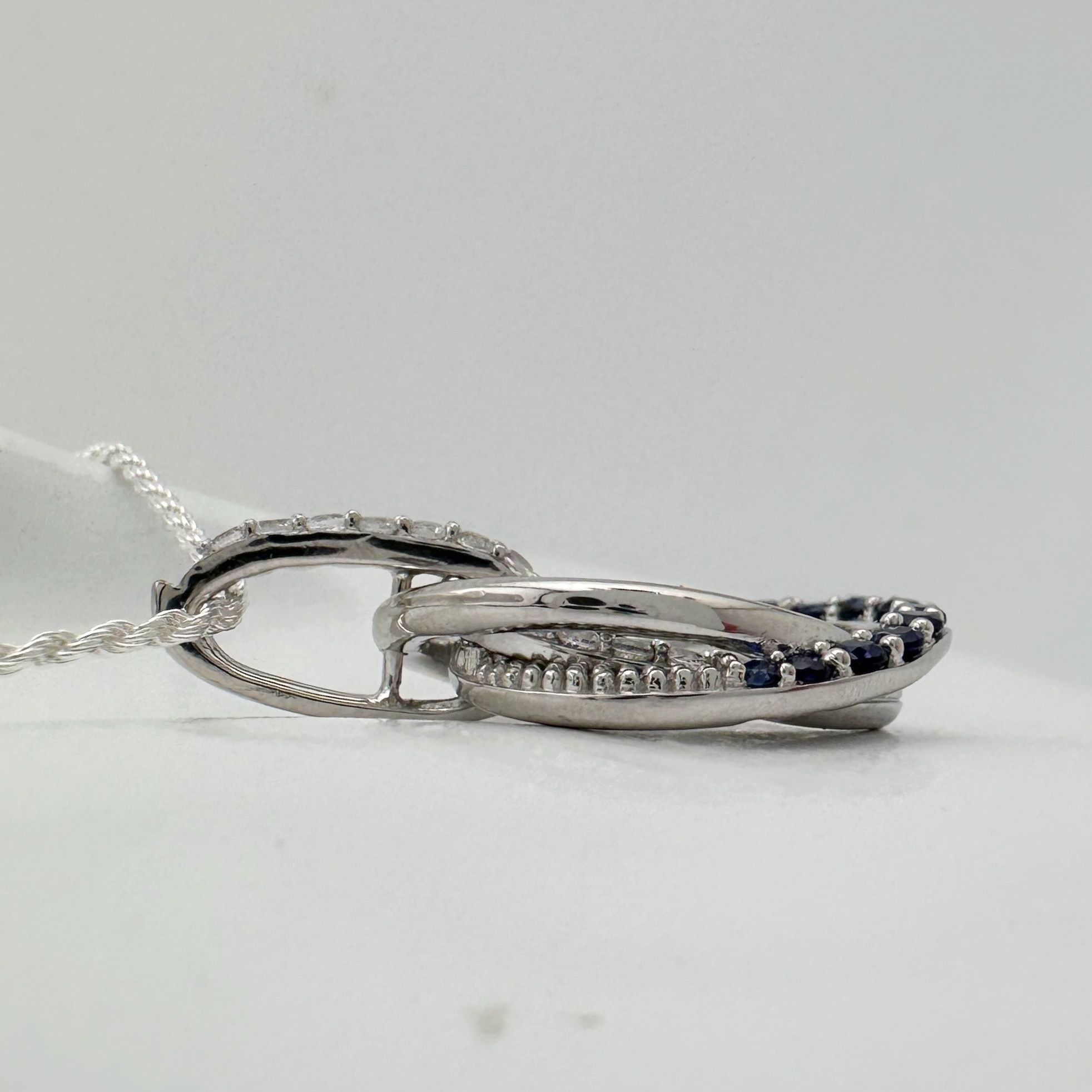 Other Blue and White Sapphire (Lab Created) Interlocking Loops Pen Size ONE SIZE - 10 Thumbnail
