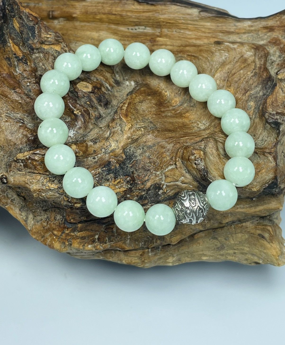 Handmade Icy Translucent Untreated Jadeite Jade Beaded Bracelet Size ONE SIZE - 10 Thumbnail
