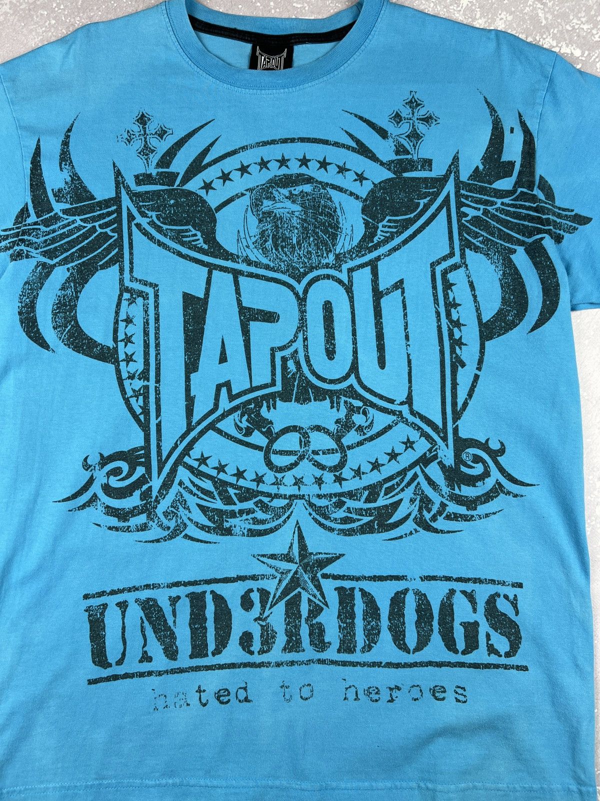 Tapout Crazy Y2K Tapout Tribal Eagle Logo T Shirt Mens M Blue Size US M / EU 48-50 / 2 - 3 Thumbnail