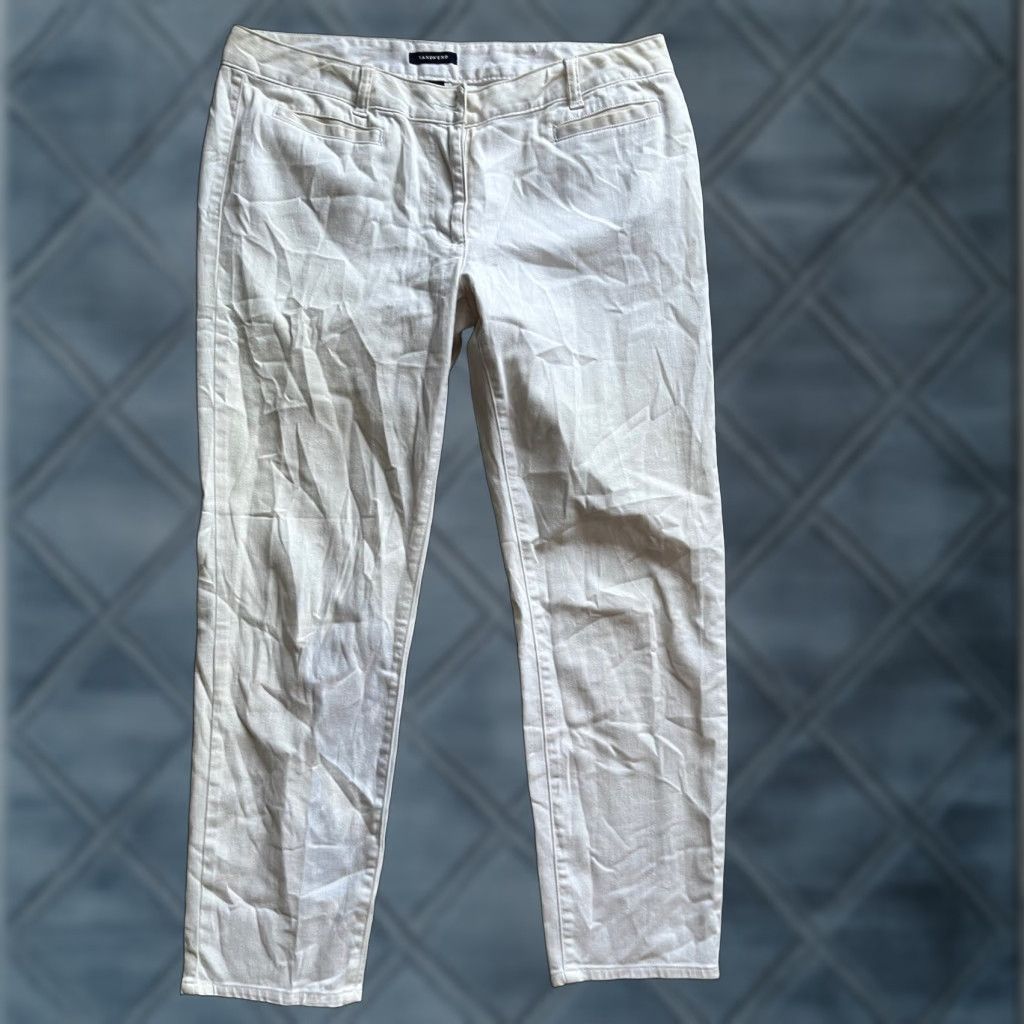 Lands' End Lands' End Slim Fit Ankle Jeans Womens 12 White Stretch Denim Size 34" / US 12 / IT 48 - 1 Thumbnail