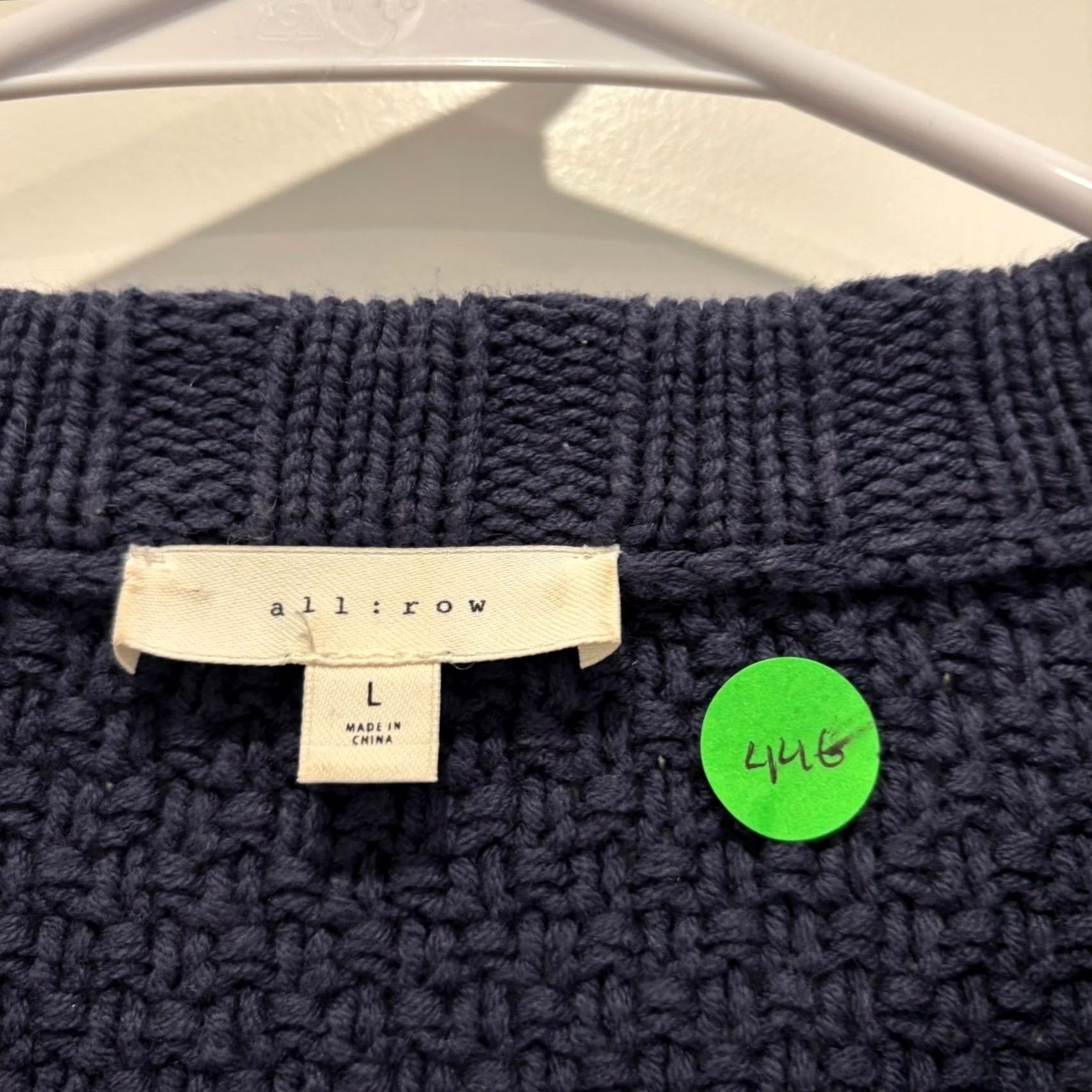 Vintage All:Row Sweater Women L Navy Blue Chunky Knit Basketweave Cable Cropped Pullover Size L / US 10 / IT 46 - 2 Thumbnail