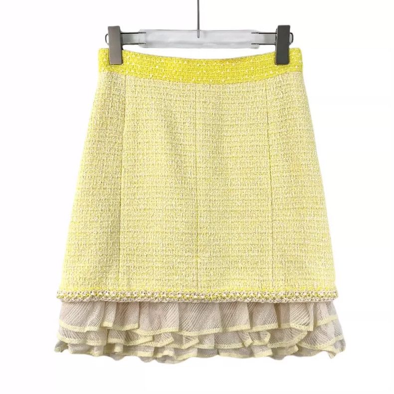 Chanel Chanel Yellow sequin cotton casual braided skirt 2504-Nexta Size 24" / US 00 / IT 34 - 1 Thumbnail
