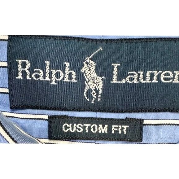 Ralph Lauren Ralph Lauren Shirt Men 16.5 42 Blue Double Striped Dress Pony Custom Button Down Shirt Mens Regular Size 16.5 42 Blue Striped Dress Shirt VINTAGE? Size 46R - 4 Thumbnail