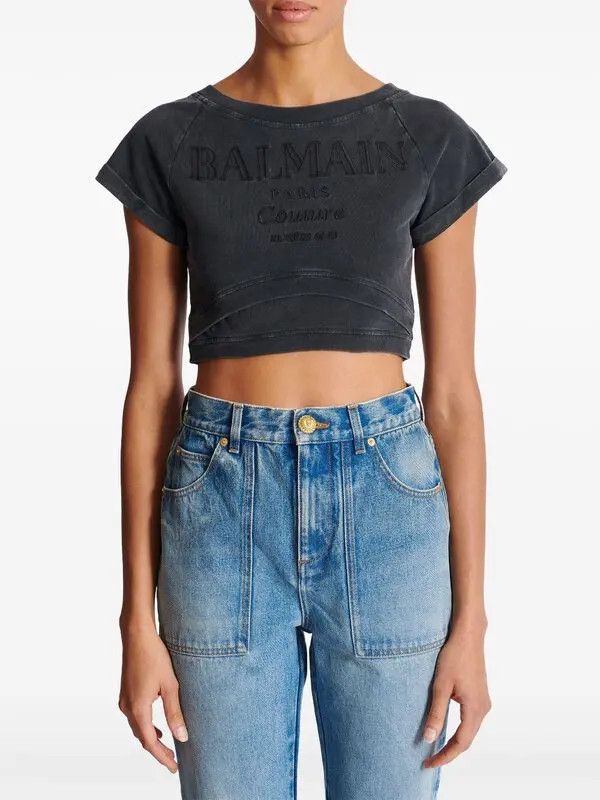 Balmain o1s1wg110526 Couture-Embroidered T-Shirt in Black Size XL / US 12-14 / IT 48-50 - 5 Thumbnail