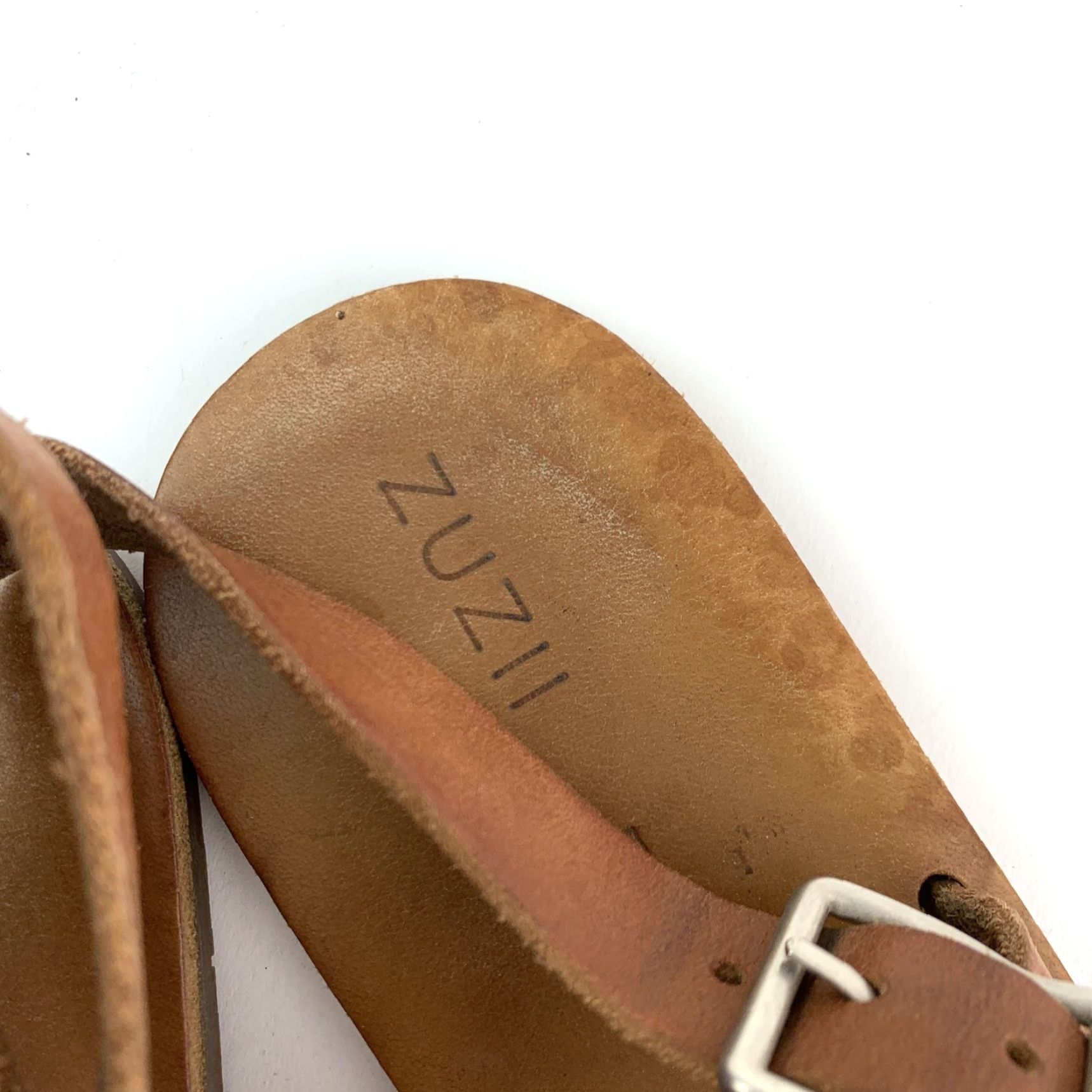 Vintage ZUZII Sandal Women's Brown Leather Ankle Strap Flat Size 7 Buckle Rubber Insole Upper Leather Casual Spring Summer 7 Womens Size US 7 / IT 37 - 6 Thumbnail