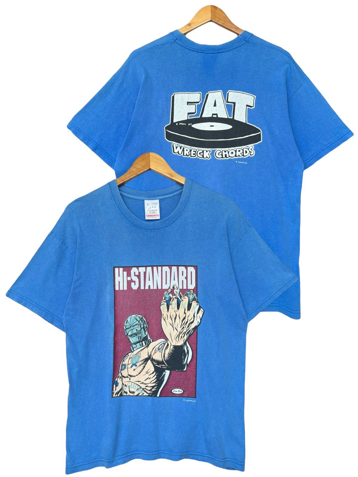 image of Skategang x Unsound Rags Vintage Nofx Fat Wreck Chords Skate Sun Faded T Shirt in Faded Blue (Size 