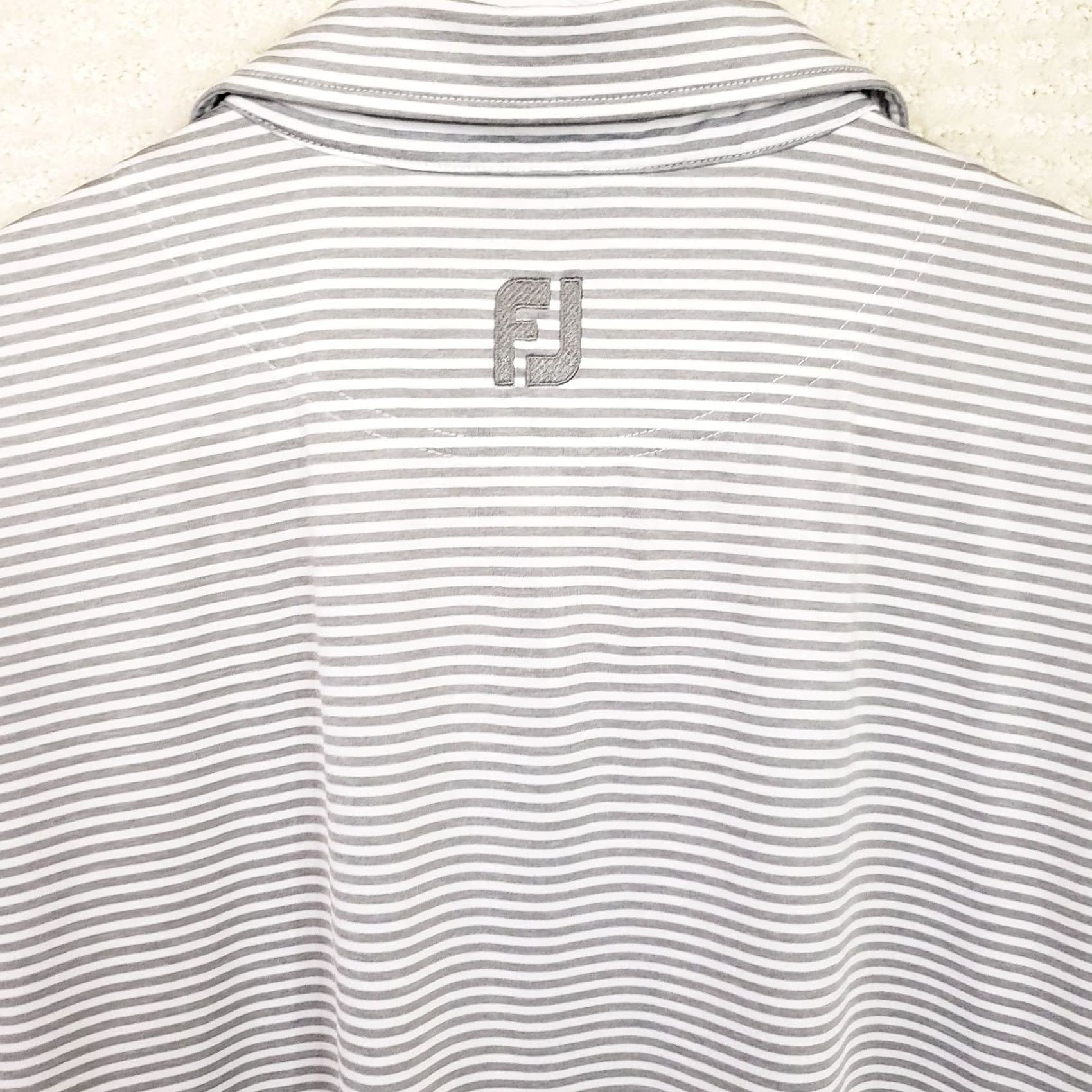 Footjoy FootJoy Golf Polo Shirt Mens Large Striped Gray White Short Sleeve Casual Size US L / EU 52-54 / 3 - 7 Thumbnail