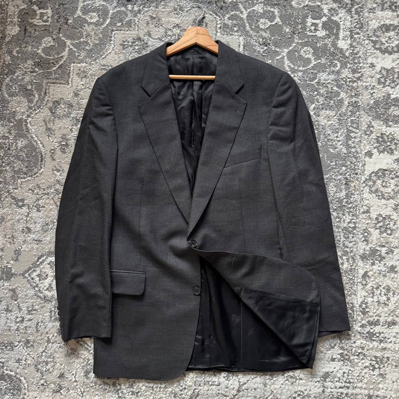 Burberry Crazy Vintage Wool Grey Burberry Suit Blazer Size 54R - 2 Thumbnail