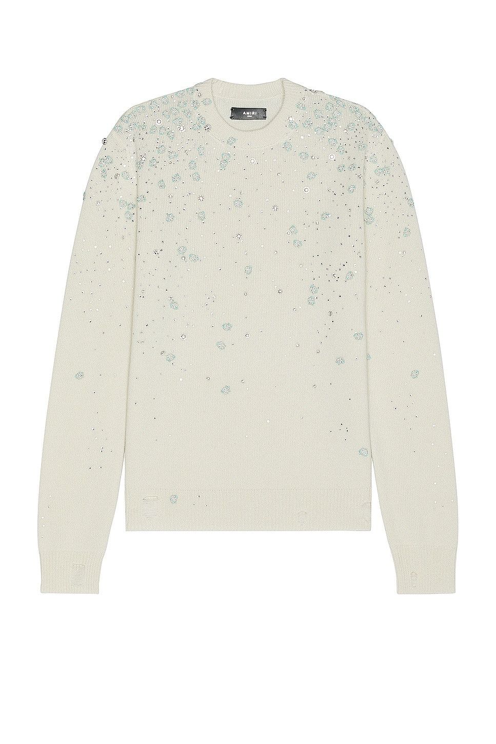 Amiri o1s1wg110525 Floral Crewneck Sweater in Beige Size US XL / EU 56 / 4 - 1 Thumbnail
