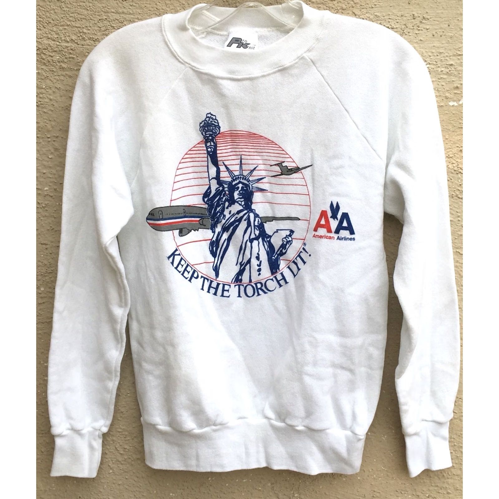 Vintage VINTAGE Pro Knit Sweatshirt Shirt S White Graphic Print USA Transportation Statue Of Liberty 80s 1980s Mens Boys Womens Size US S / EU 44-46 / 1 - 3 Thumbnail