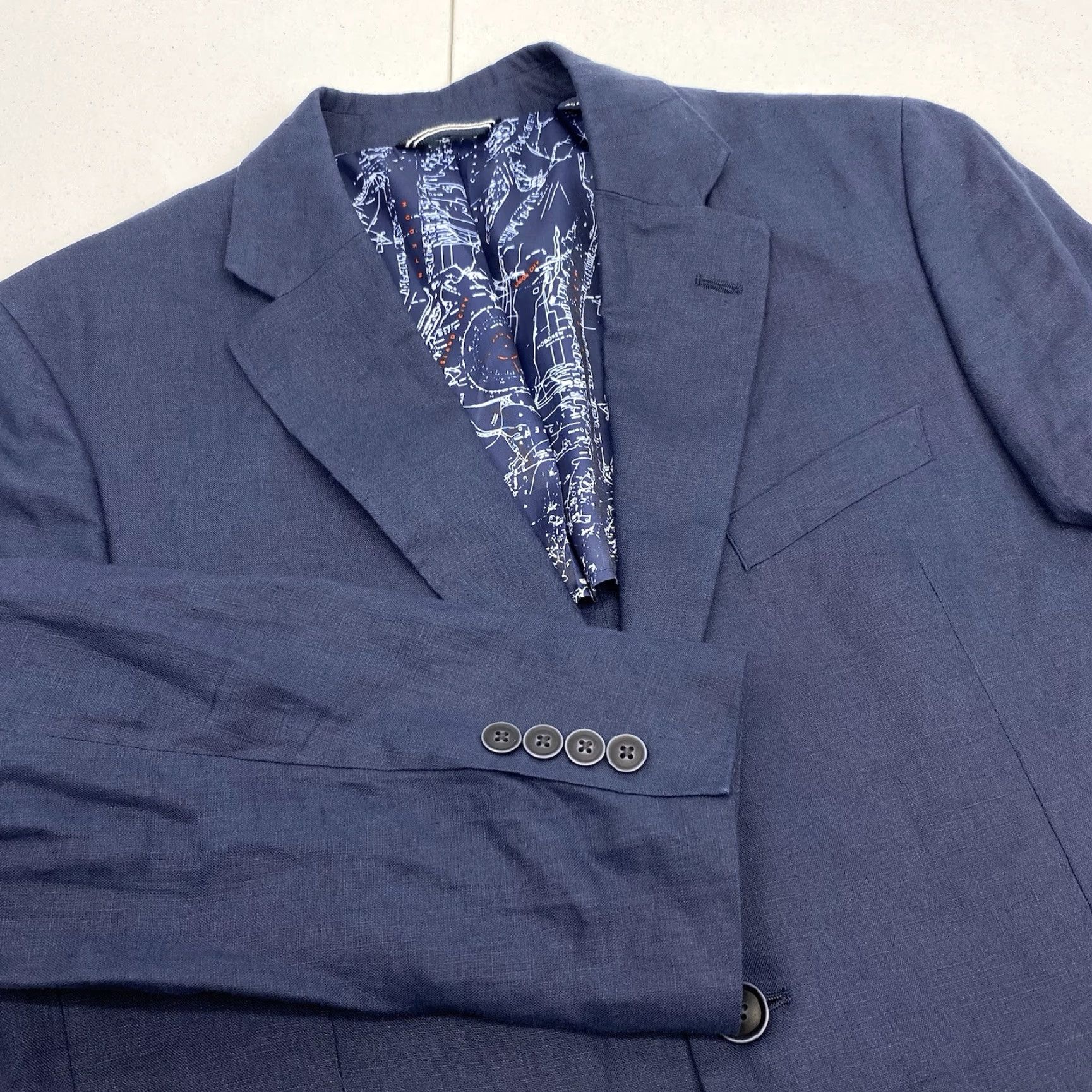 Nautica Nautica Blazer Men 40R Linen Single-Breasted Two-Button Notch Lapel Jacket Blue Regular Size 40 Mens Casual Sport Coat Size 40R - 2 Thumbnail