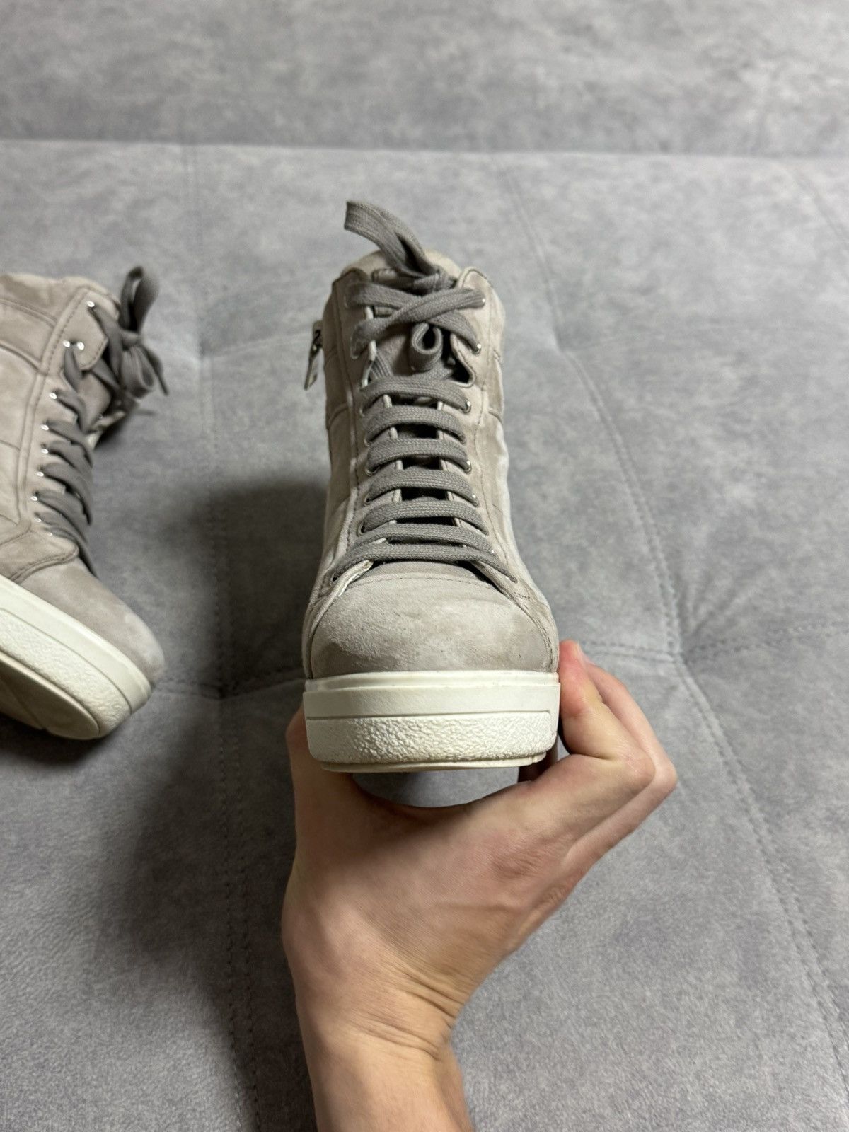 Prada Prada Women's Suede High Top Wedge Half Ankle Boots Z4112 Size US 7.5 / IT 37.5 - 12 Thumbnail