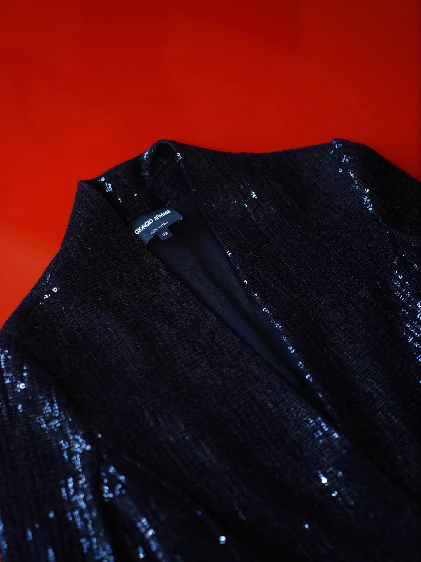 Armani GIORGIO ARMANI Vintage Black Sequin Stretch Suit XS-S Size XS / US 0-2 / IT 36-38 - 5 Thumbnail