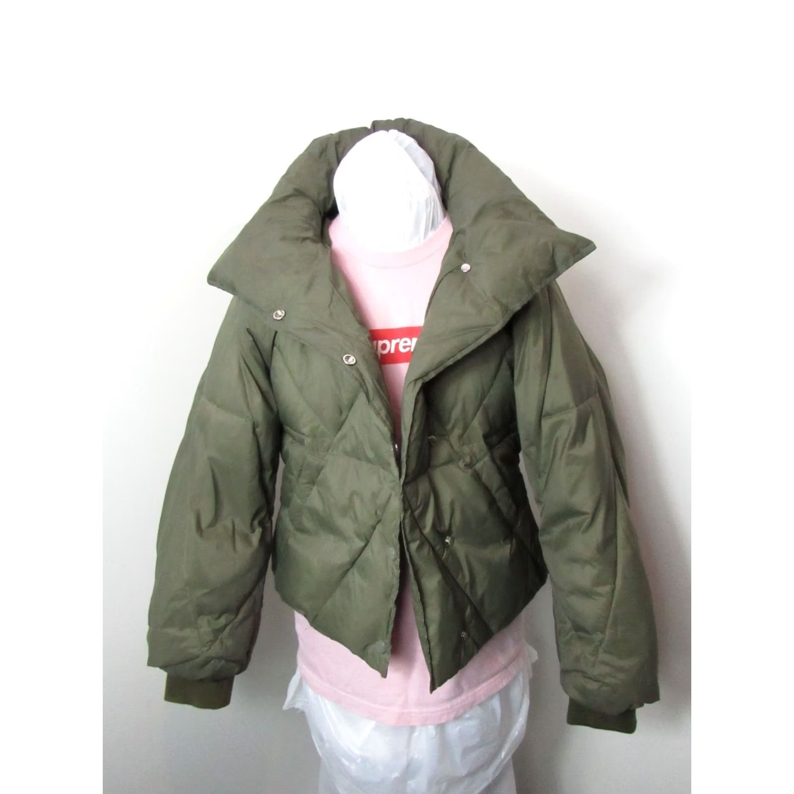 Vintage ESQUALO Military Green Puffer Jacket Snap Button Womens Size 6 Size M / US 6-8 / IT 42-44 - 3 Thumbnail