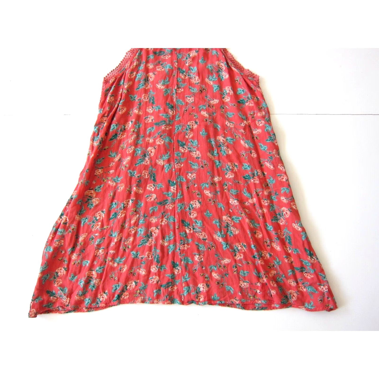 Vintage Angie Dress Womens S Pink 100% Rayon Floral Rose Green High Neck Tunic Tank Sun Dress Small Size S / US 4 / IT 40 - 7 Thumbnail